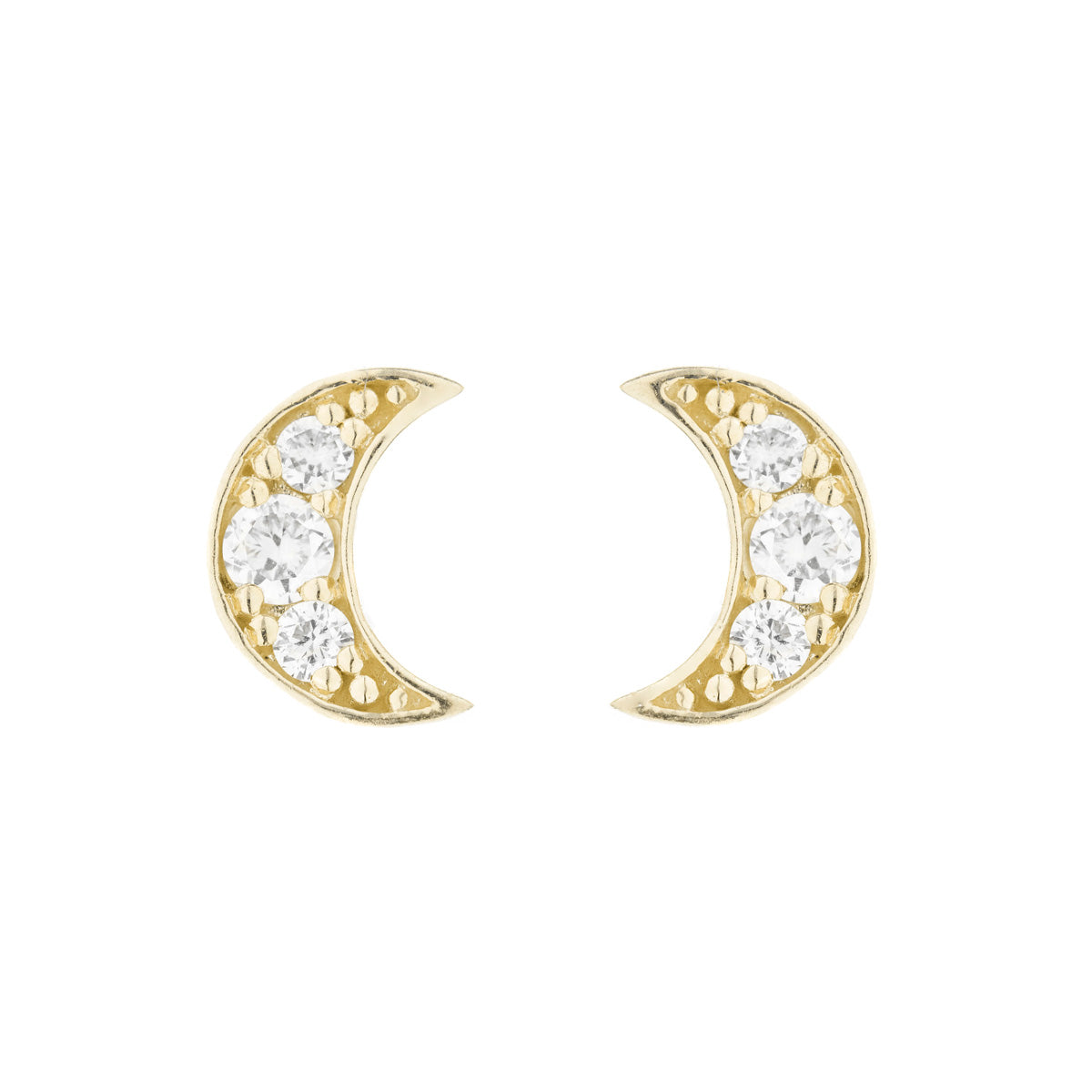 Moon earrings 18k sterling gold and diamonds