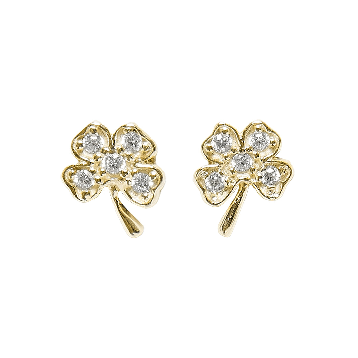 Trebol 18k sterling gold and diamond earrings