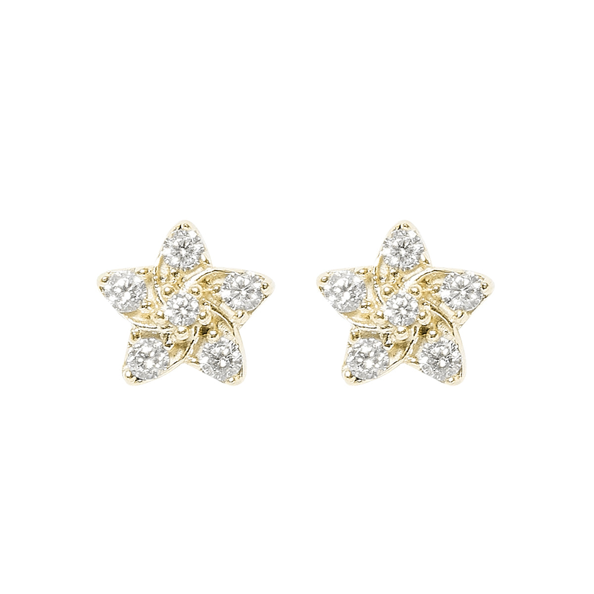 Boucles d'oreilles fleur, or sterling 18 carats et diamants