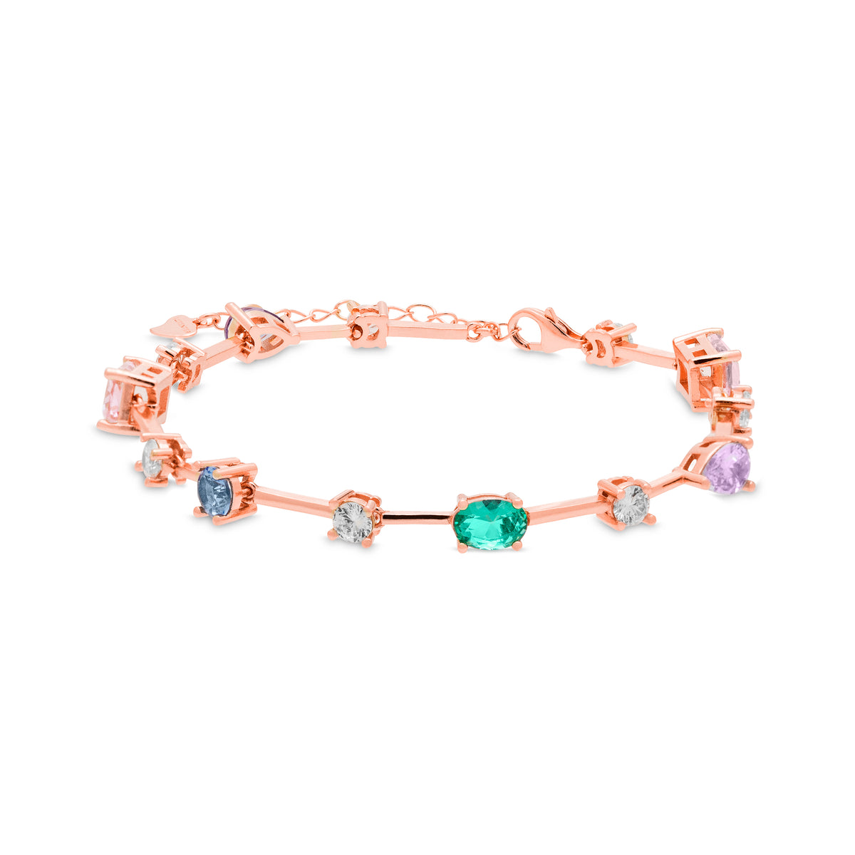 925er Sterling Silberarmband mit mehrfarbigen Zirkonia, vergoldet mit 18K Roségold - Anvell