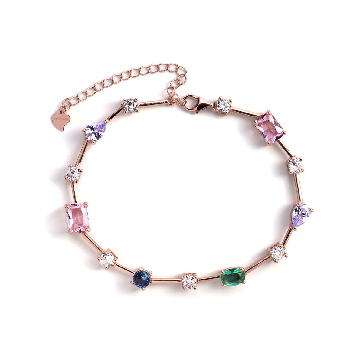 925er Sterling Silberarmband mit mehrfarbigen Zirkonia, vergoldet mit 18K Roségold - Anvell