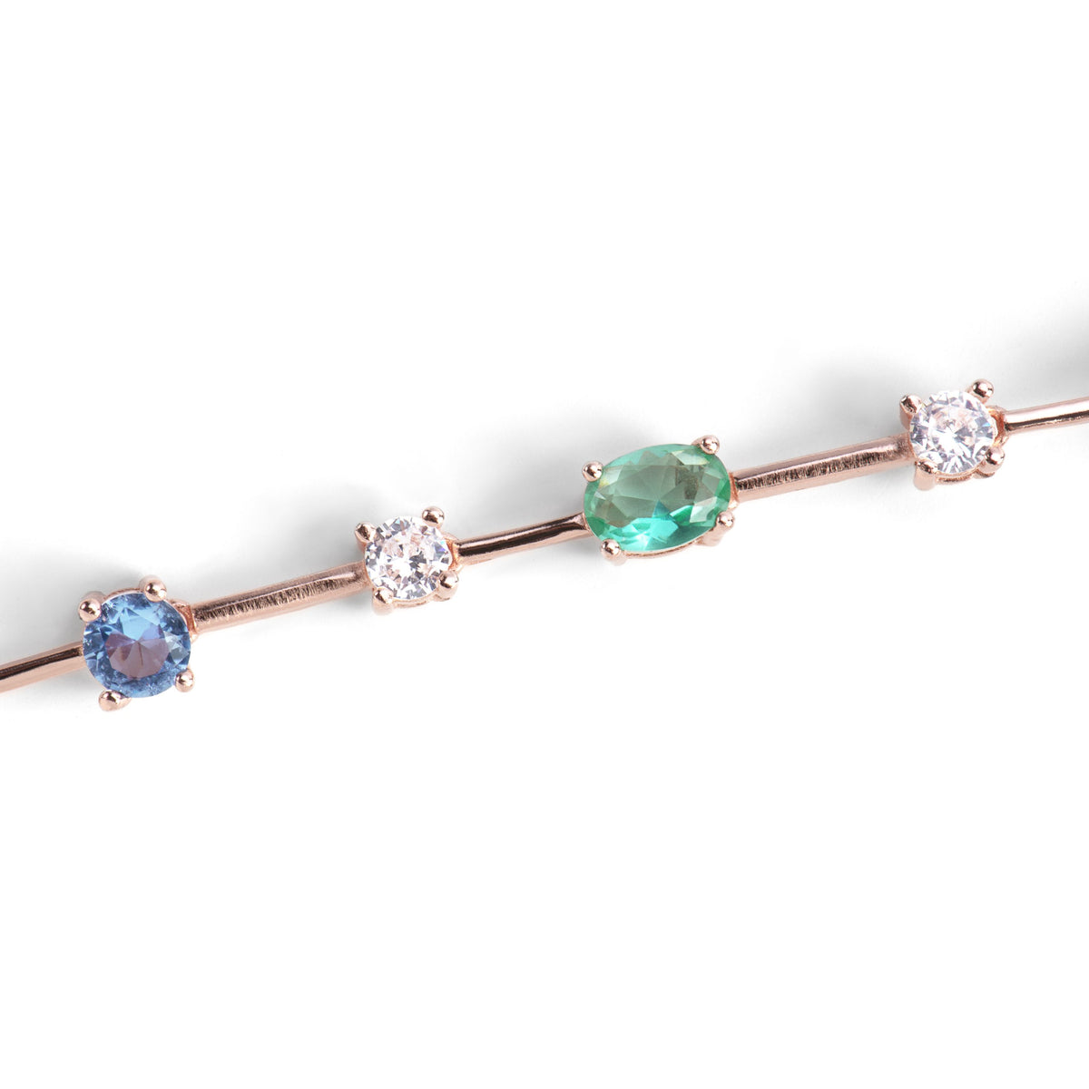 925er Sterling Silberarmband mit mehrfarbigen Zirkonia, vergoldet mit 18K Roségold - Anvell