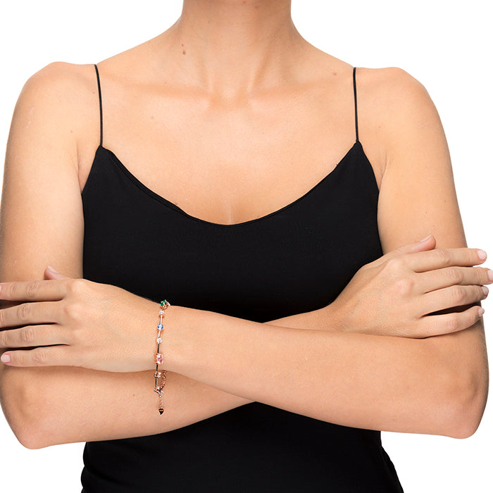 925er Sterling Silberarmband mit mehrfarbigen Zirkonia, vergoldet mit 18K Roségold - Anvell