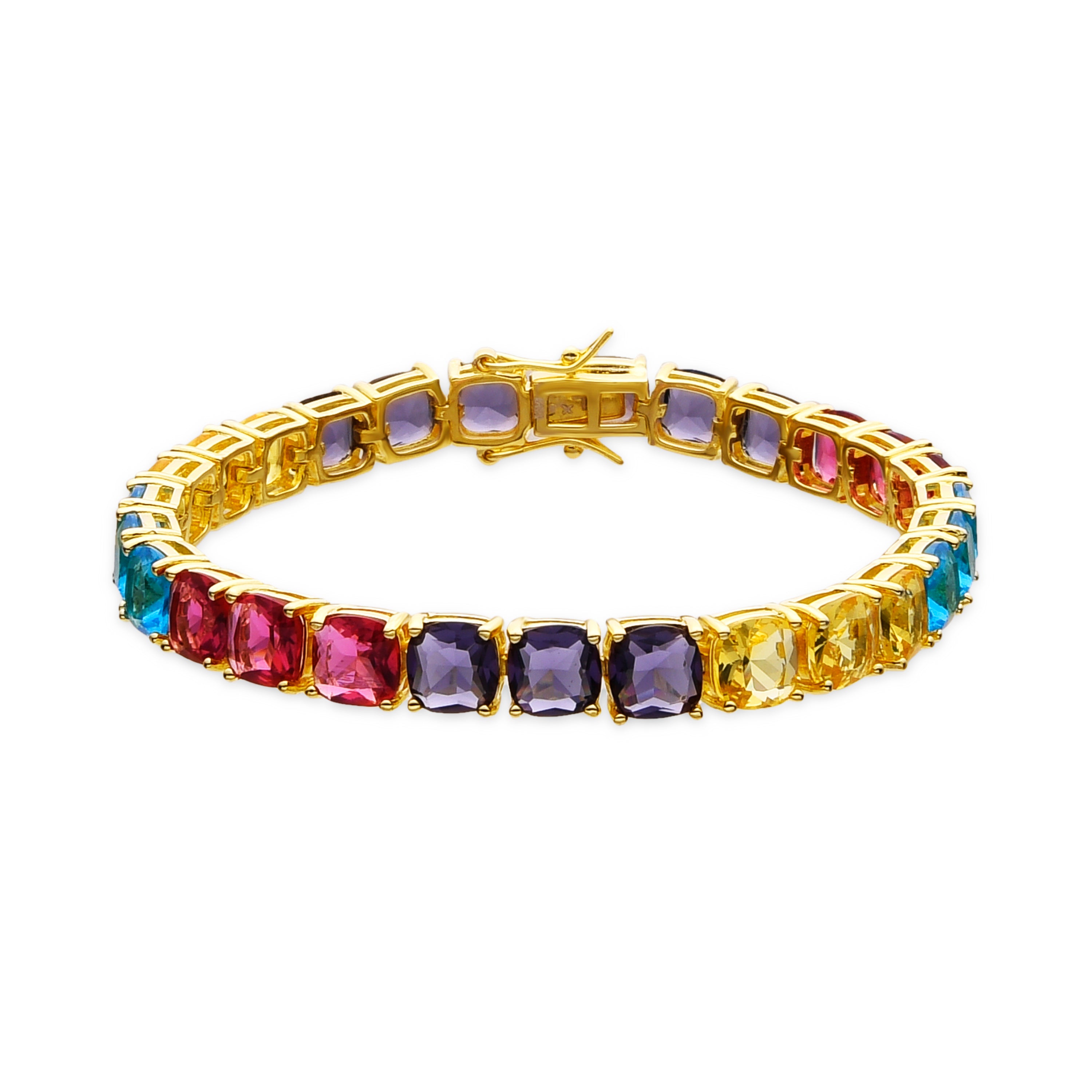 Pulsera de Plata de Ley 925 y Cuarzo Hidrotermal Multicolor acabado oro 18k - Thorka