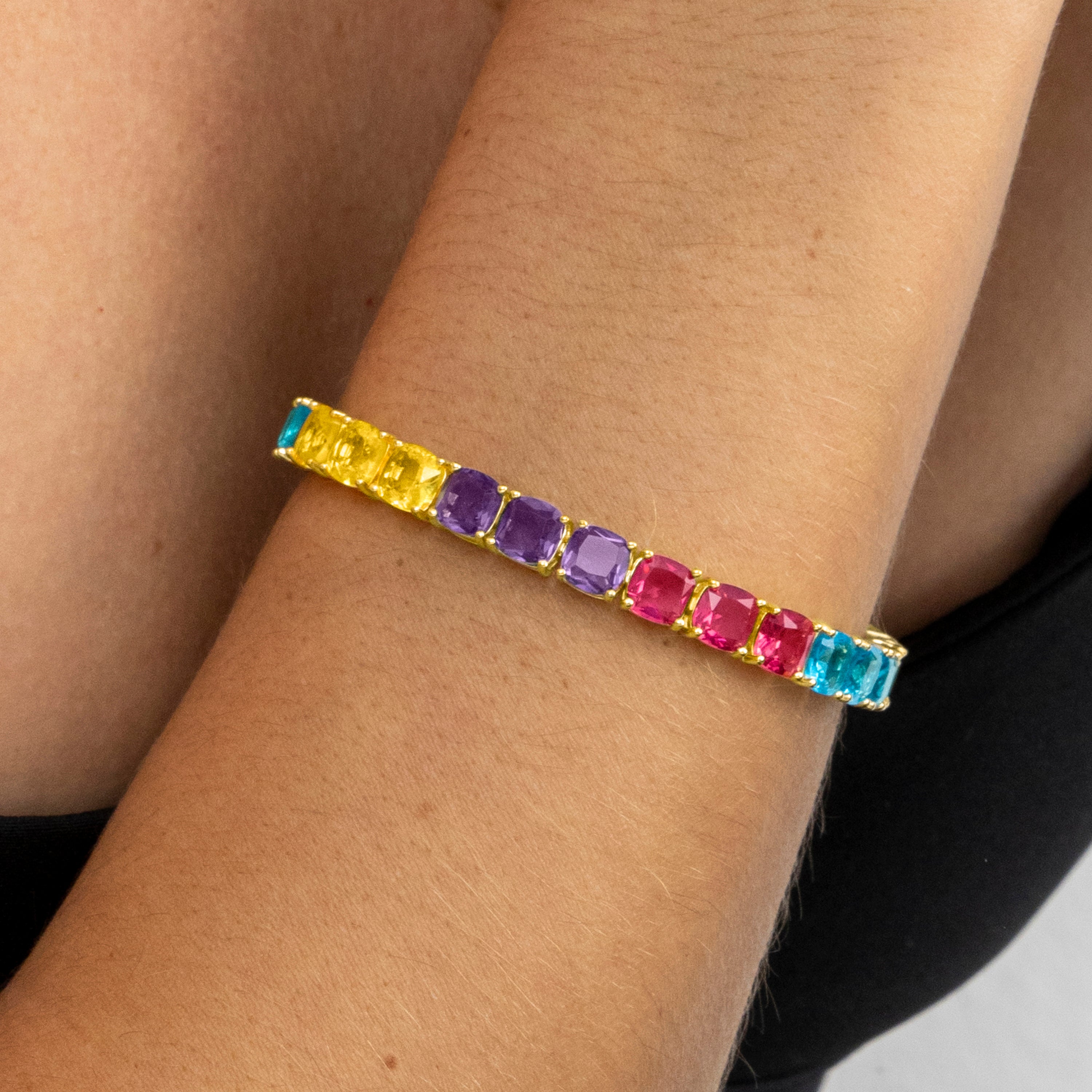 925er Sterlingsilberarmband mit multicolor Hydrothermalquarz, 18k Goldfinish - Thorka