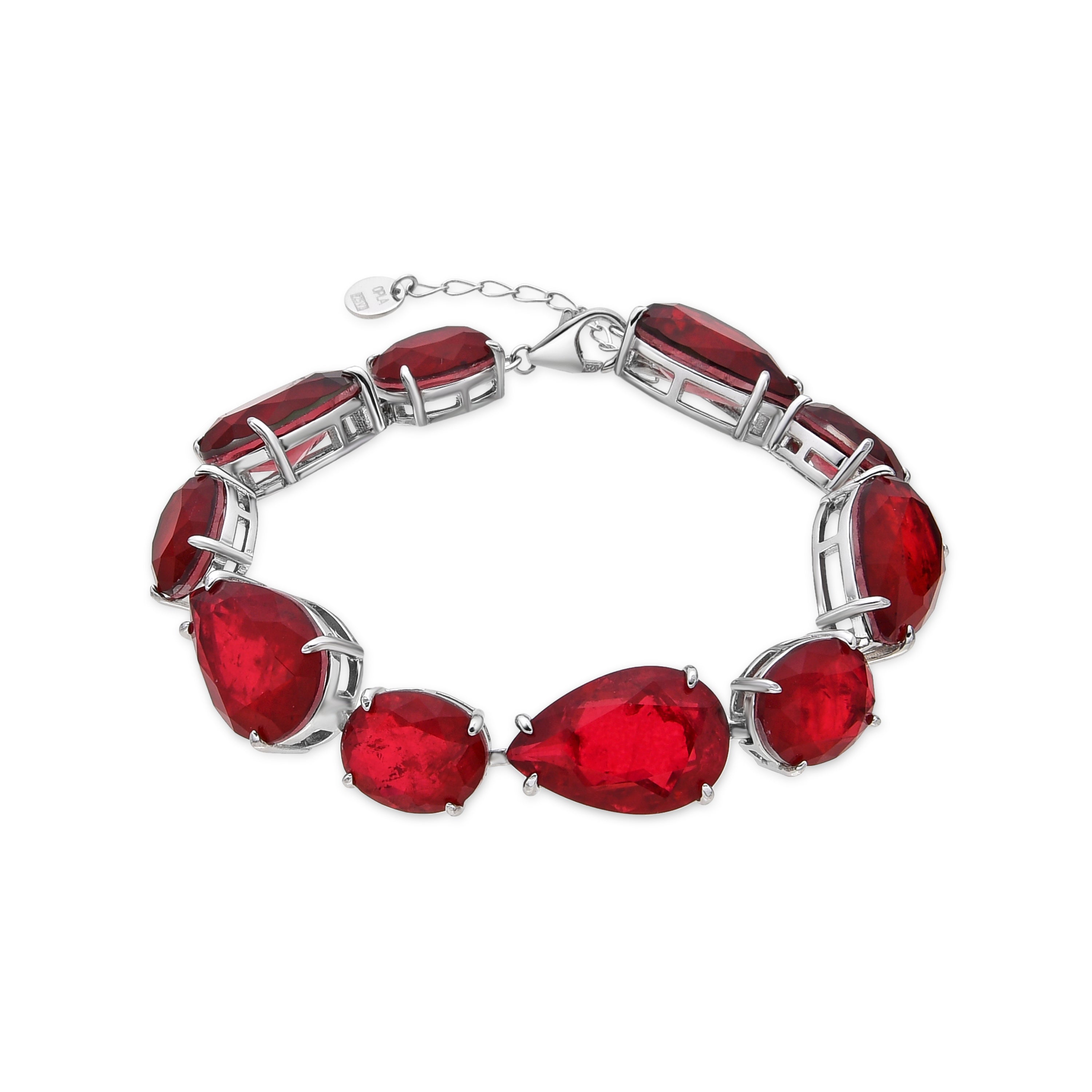Pulsera de Plata de Ley 925 y Cuarzo Hidrotermal Cereza acabado rodio - Grywi