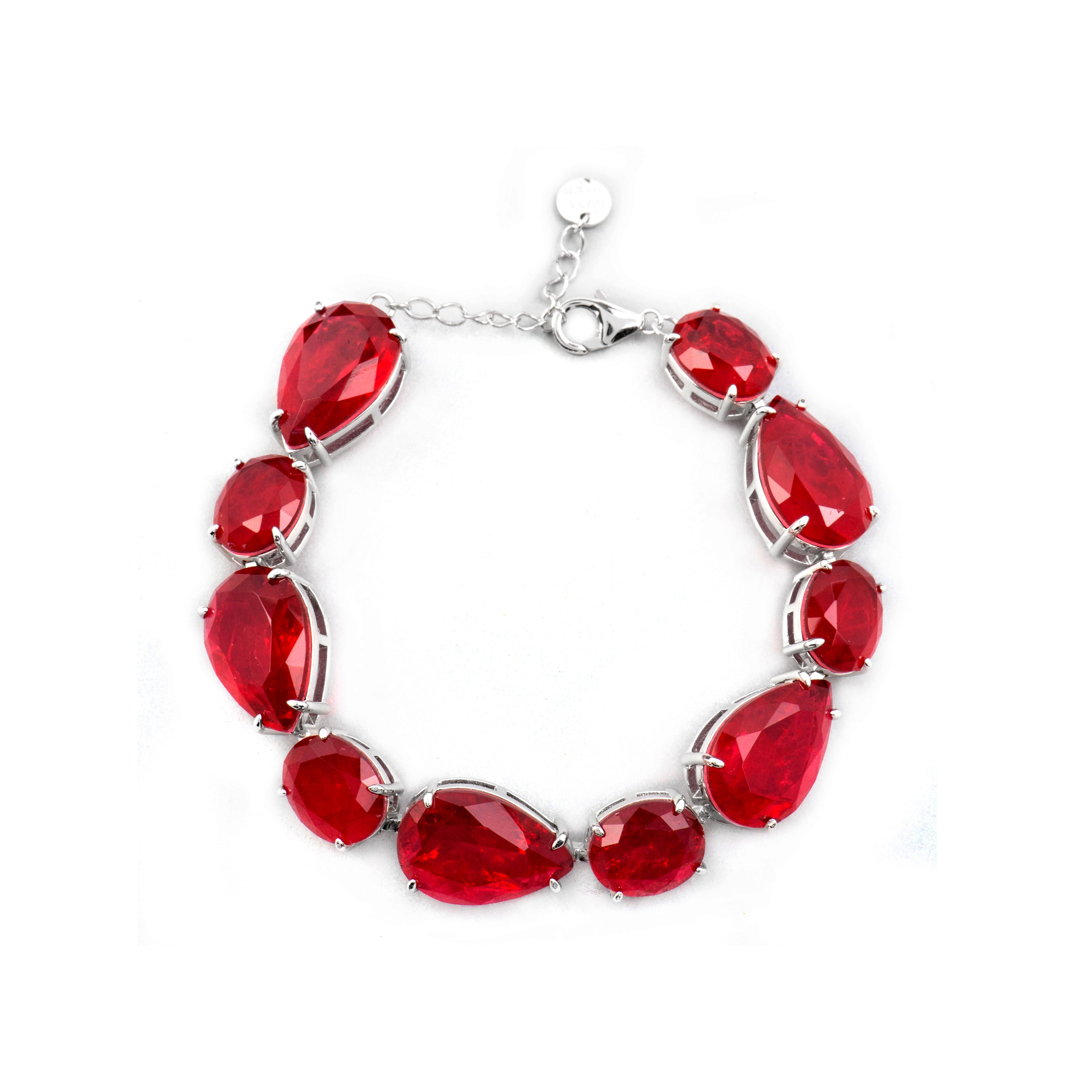 Bracciale in Argento Sterling 925 e Quarzo Idrotermale Ciliegia finitura rodio - Grywi