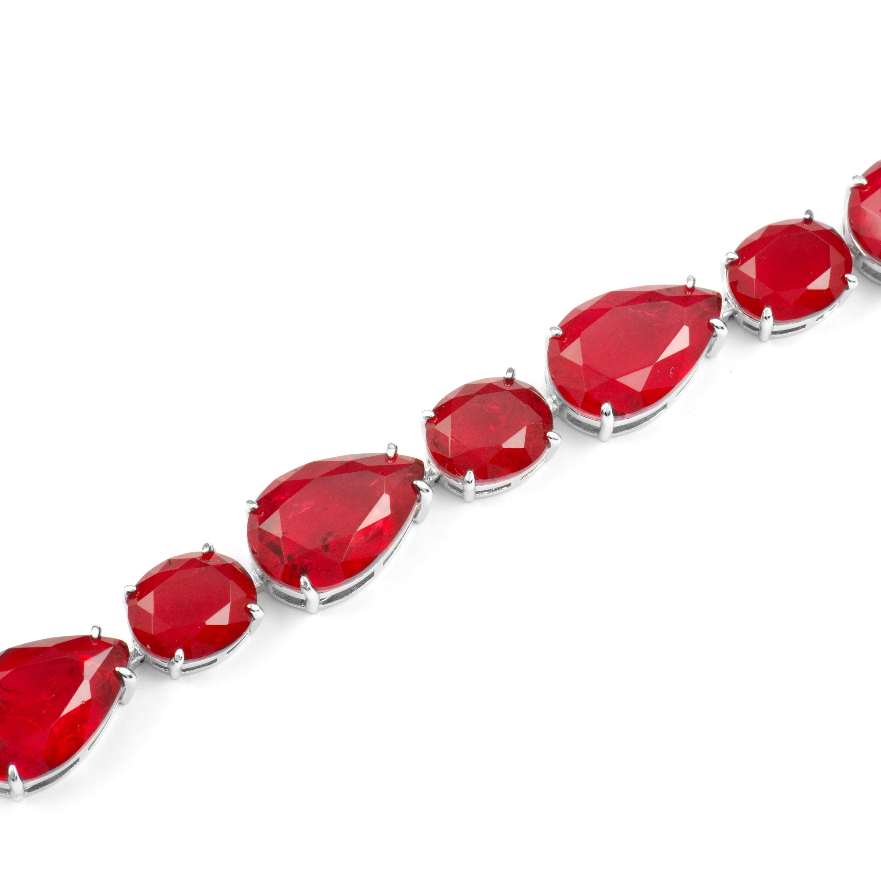 Bracciale in Argento Sterling 925 e Quarzo Idrotermale Ciliegia finitura rodio - Grywi