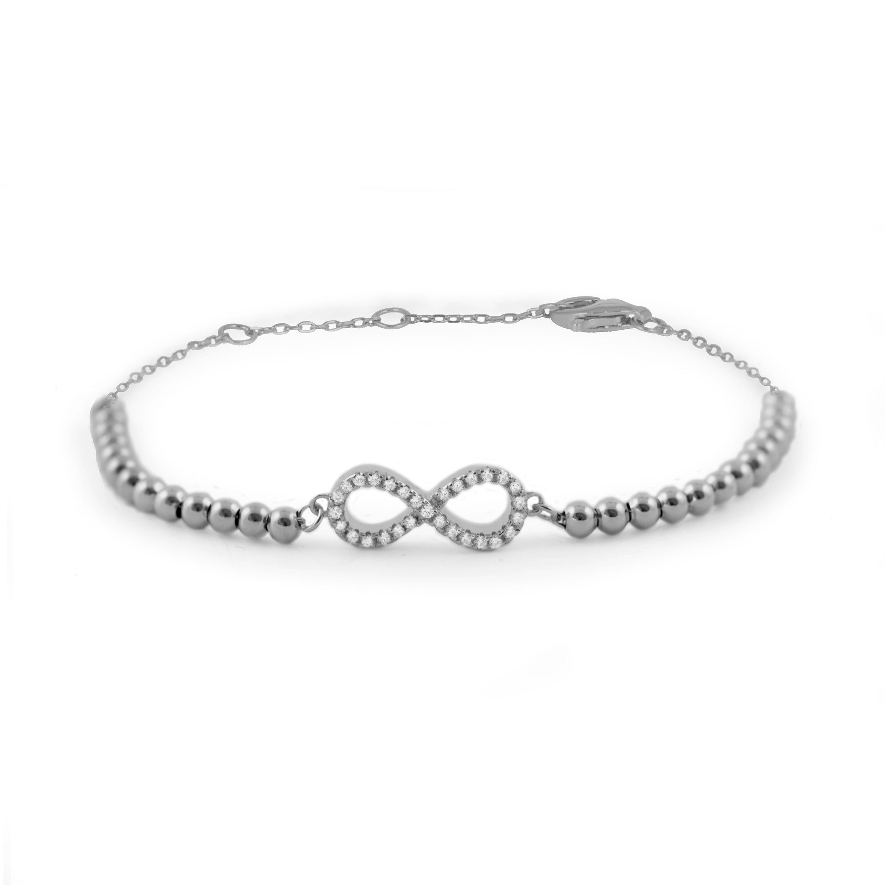 925 Sterling Silver Bracelet with Brilliant Zirconia finished in Rhodium - Munthir