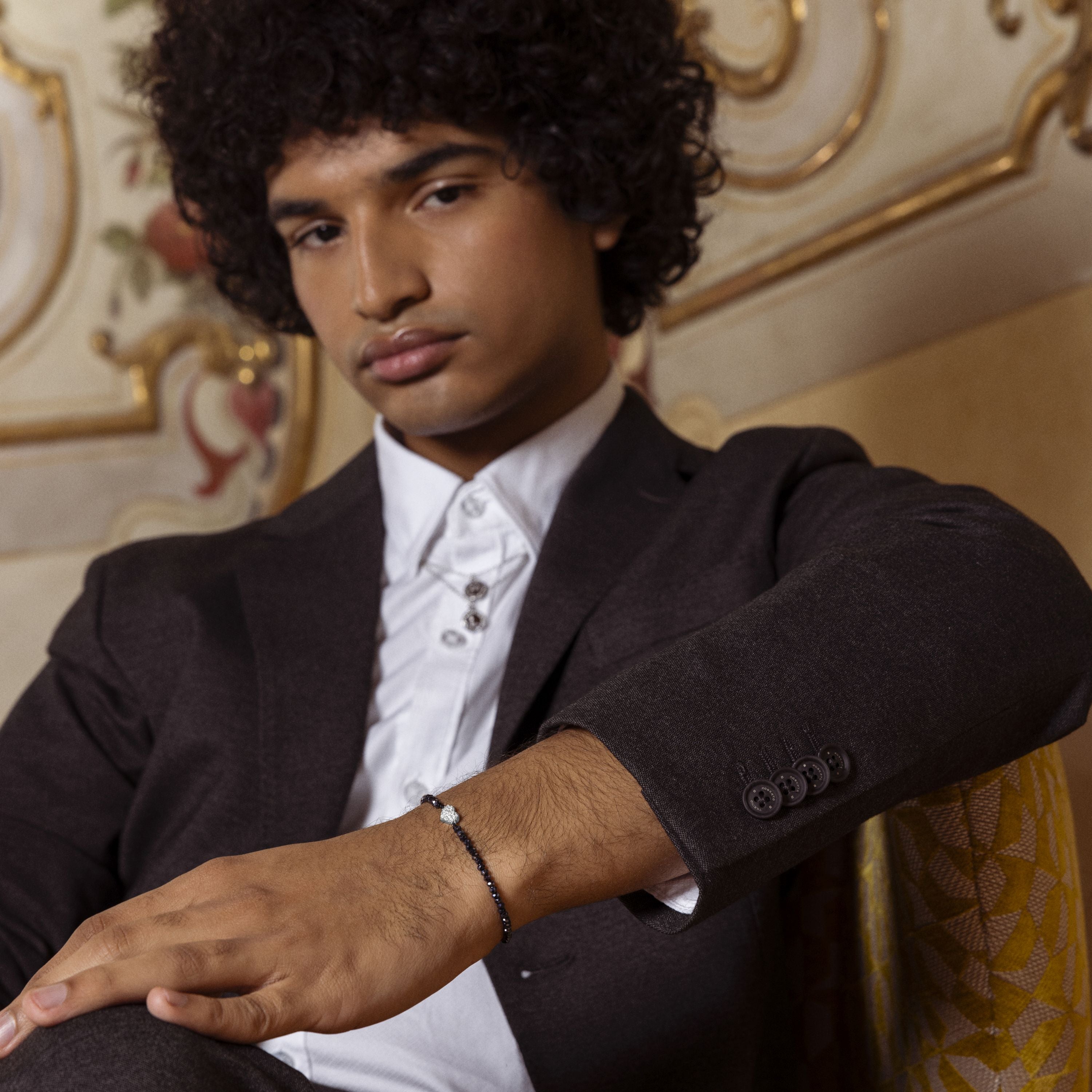 Bracelet en argent sterling 925 avec zircon brillant fini en rhodium - Amour