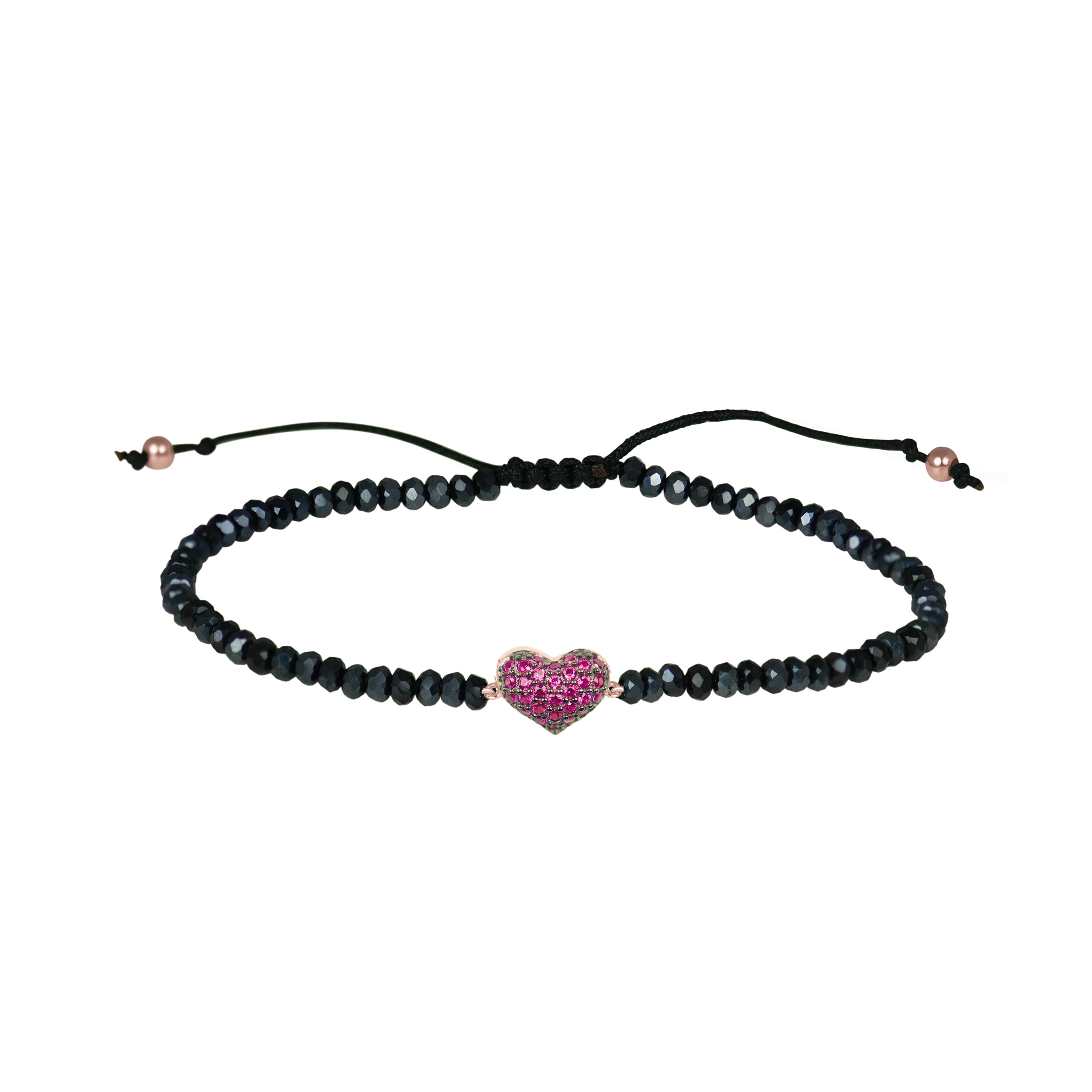 925 Sterling Silver Bracelet with Ruby Zirconia finished in 18K Rose Gold - Love