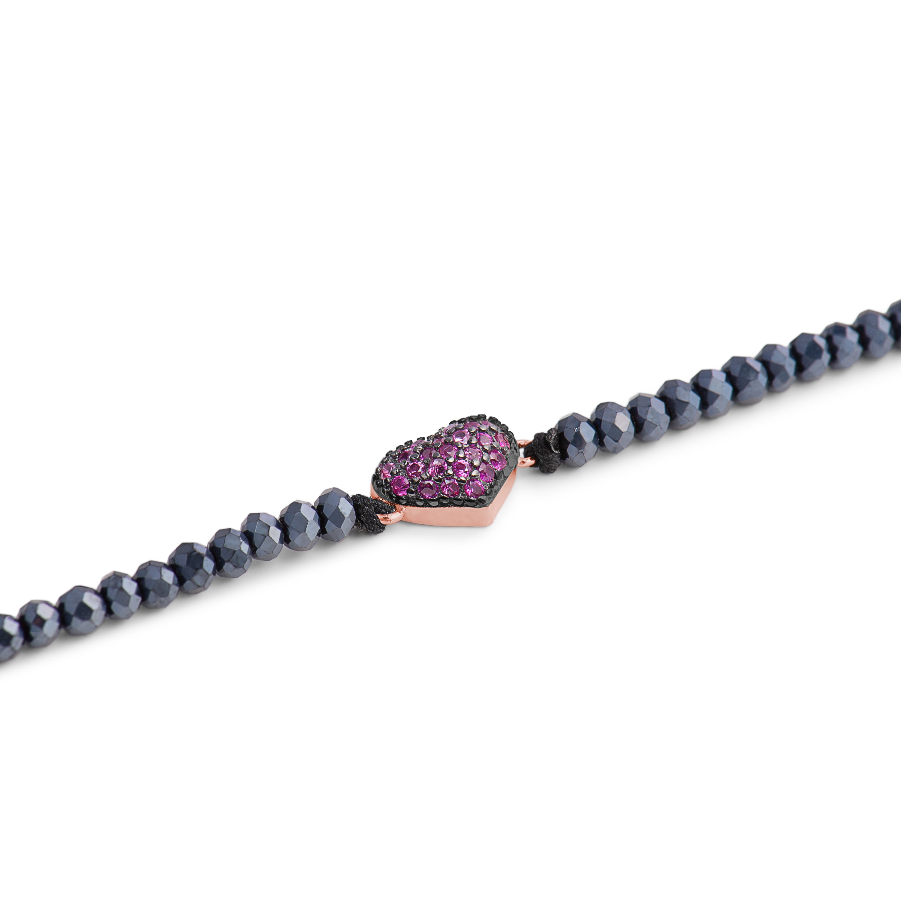 Pulsera de Plata de Ley 925 con Circonita Rubí acabada en oro rosa 18K - Amor