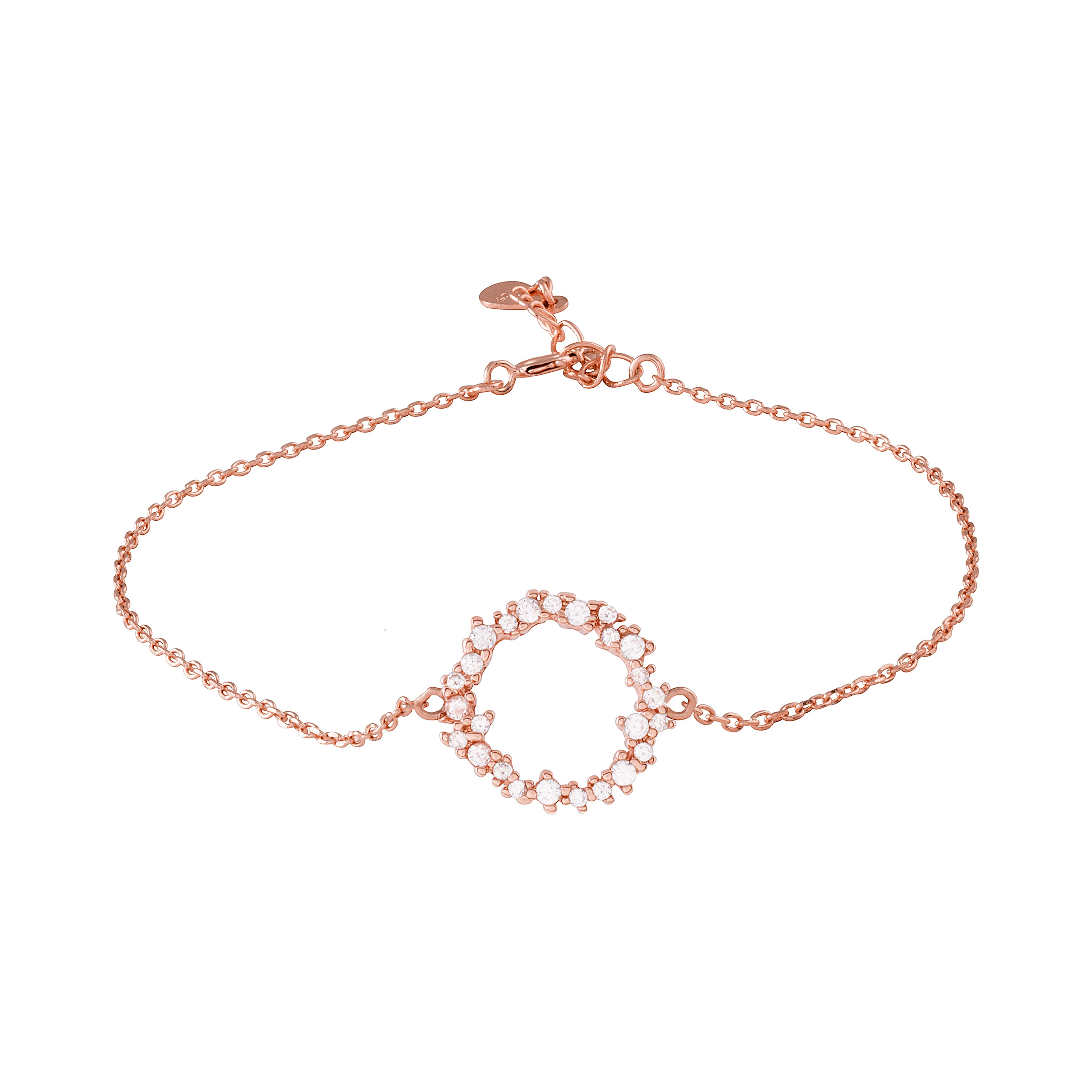 925 Sterling Silver Bracelet with Brilliant Zirconia finished in 18K Rose Gold - Thilak