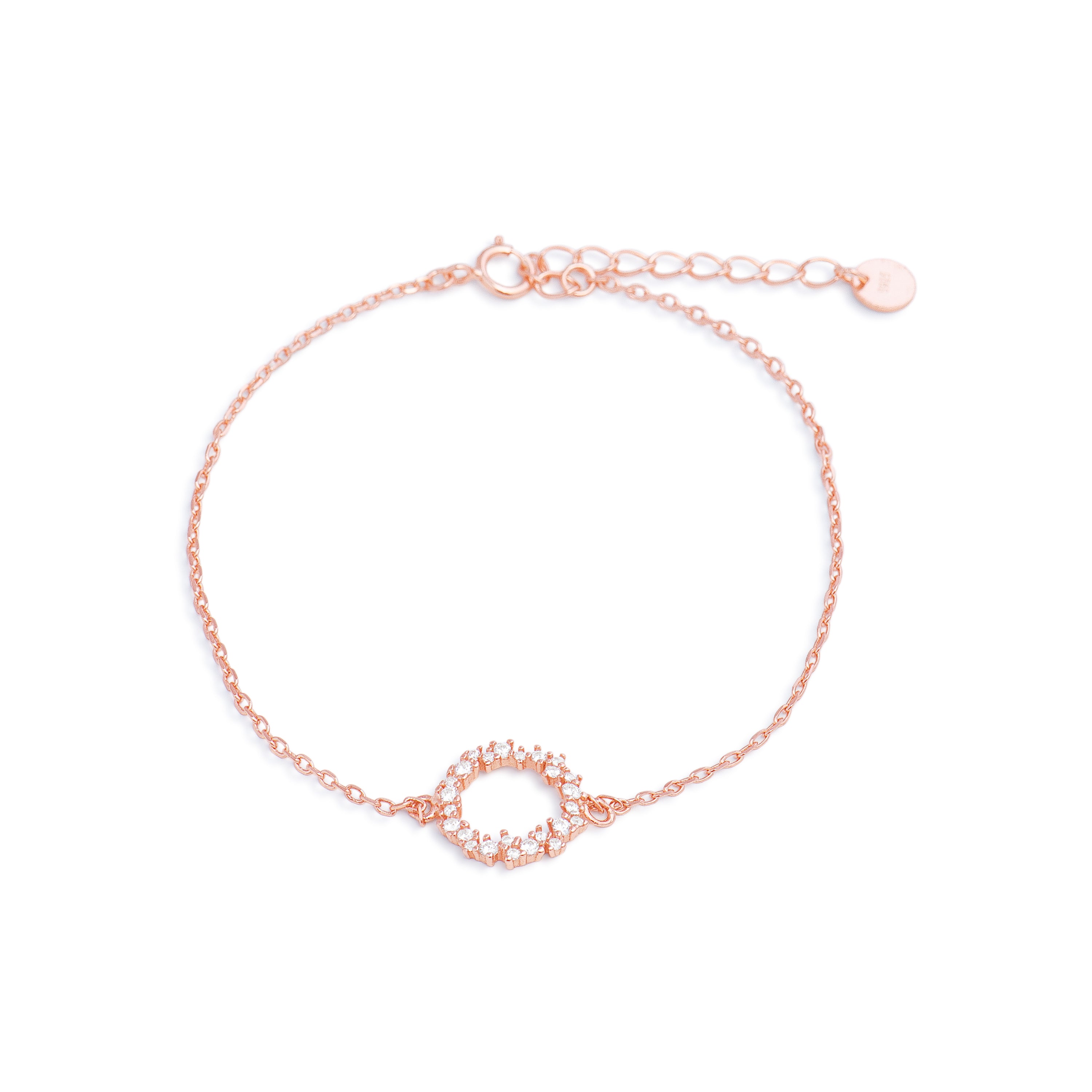 925er Sterling Silberarmband mit glänzendem Zirkonia, veredelt mit 18K Roségold - Thilak