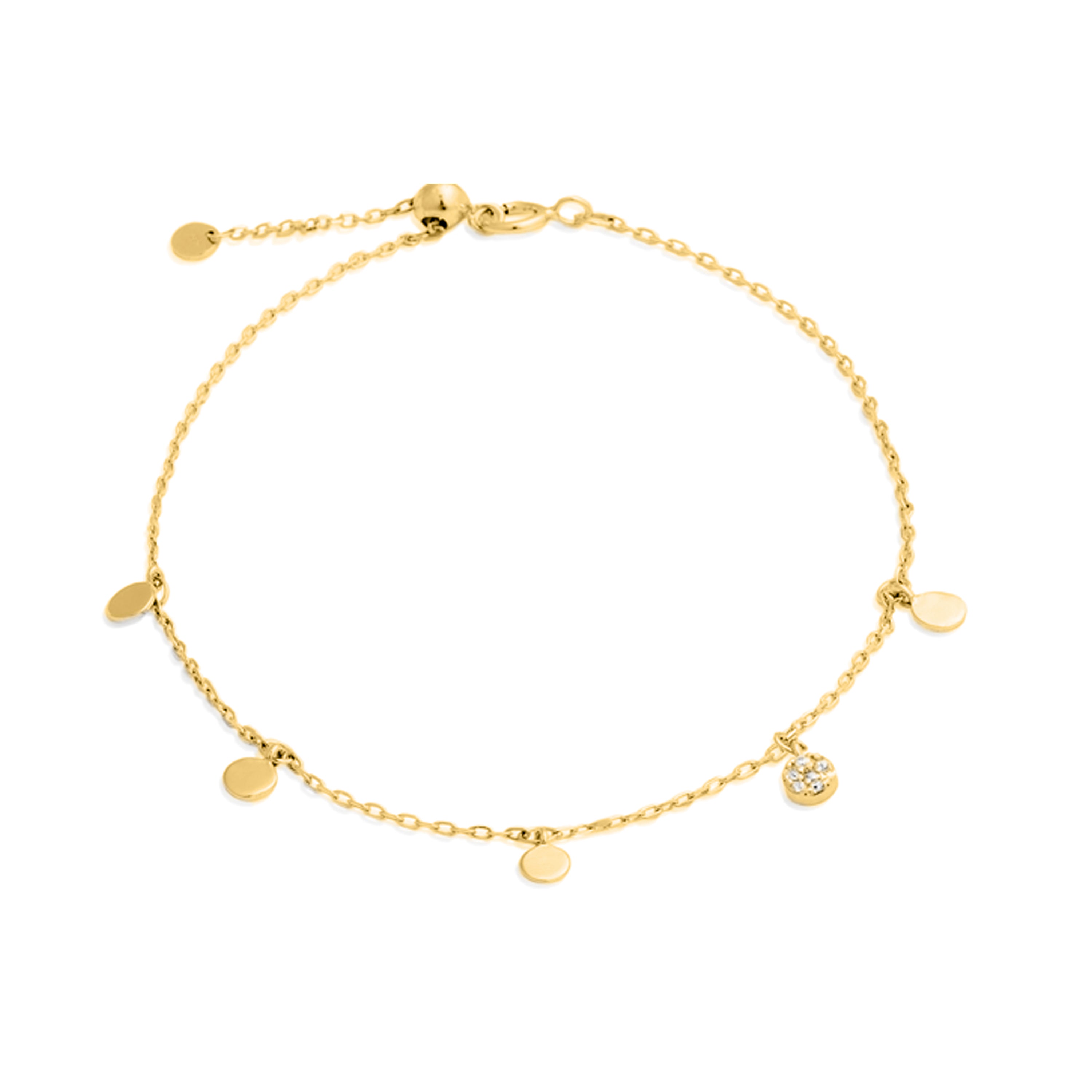 Bracelet en argent sterling 925 avec zircon brillant fini en or jaune 18K - Cercle
