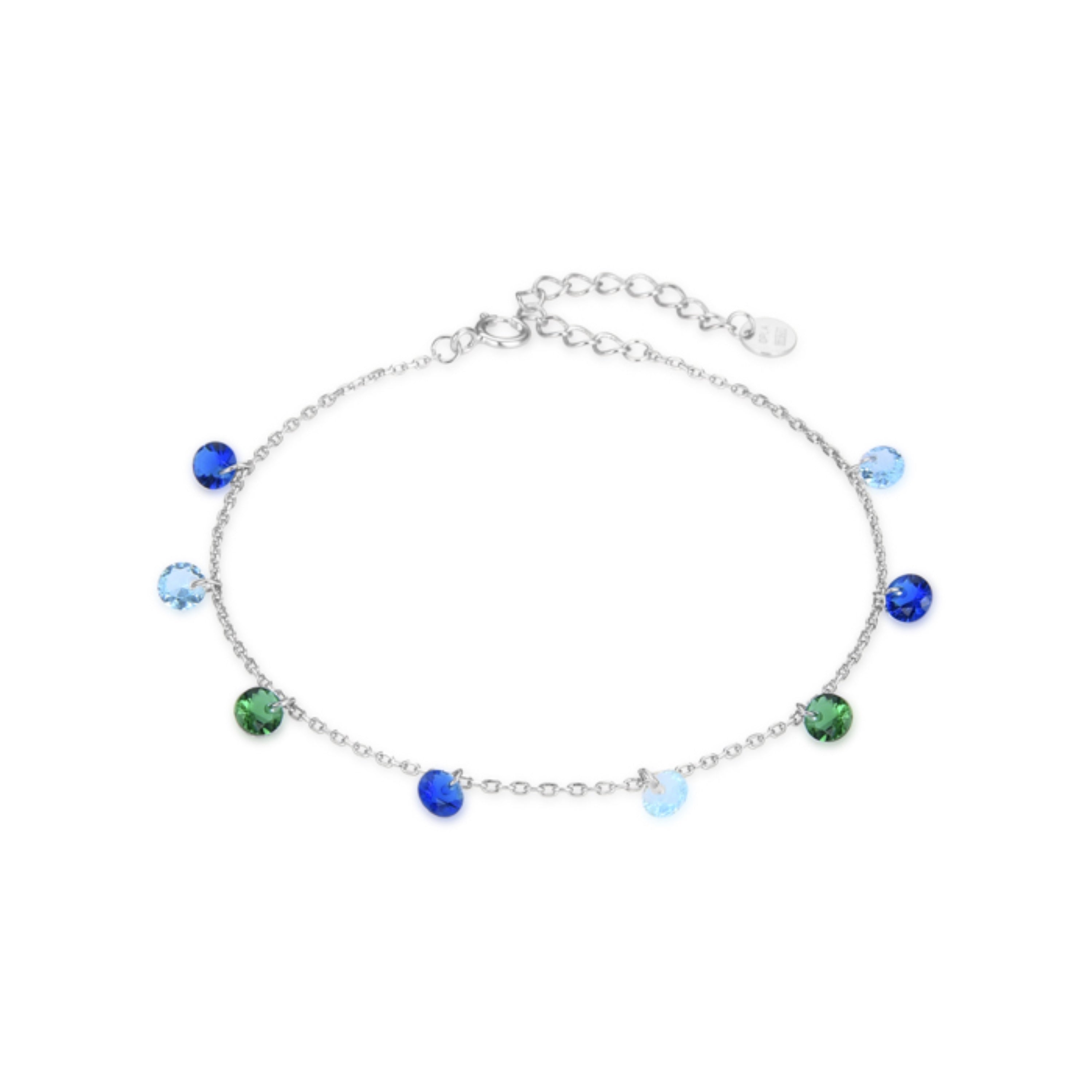 925 Sterling Silver Bracelet with Multicolor Zirconia finished in Rhodium - Rolcon