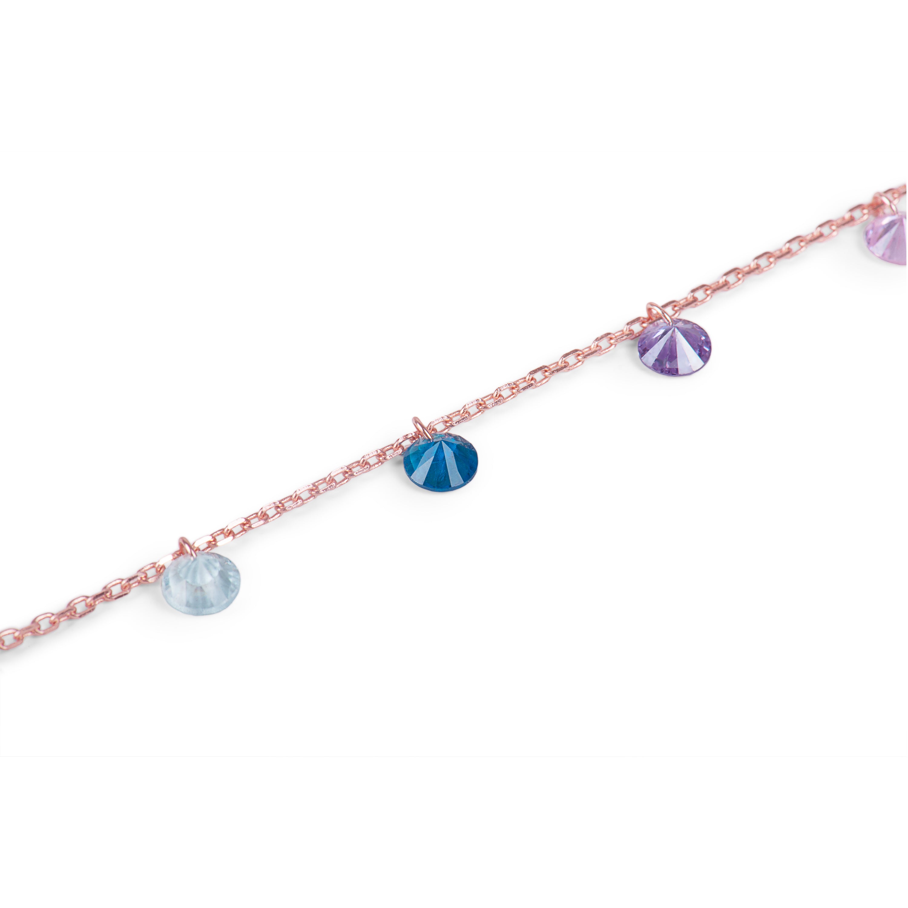 925 Sterling Silver Bracelet with Multicolor Zirconia finished in 18K Rose Gold - Rolcon