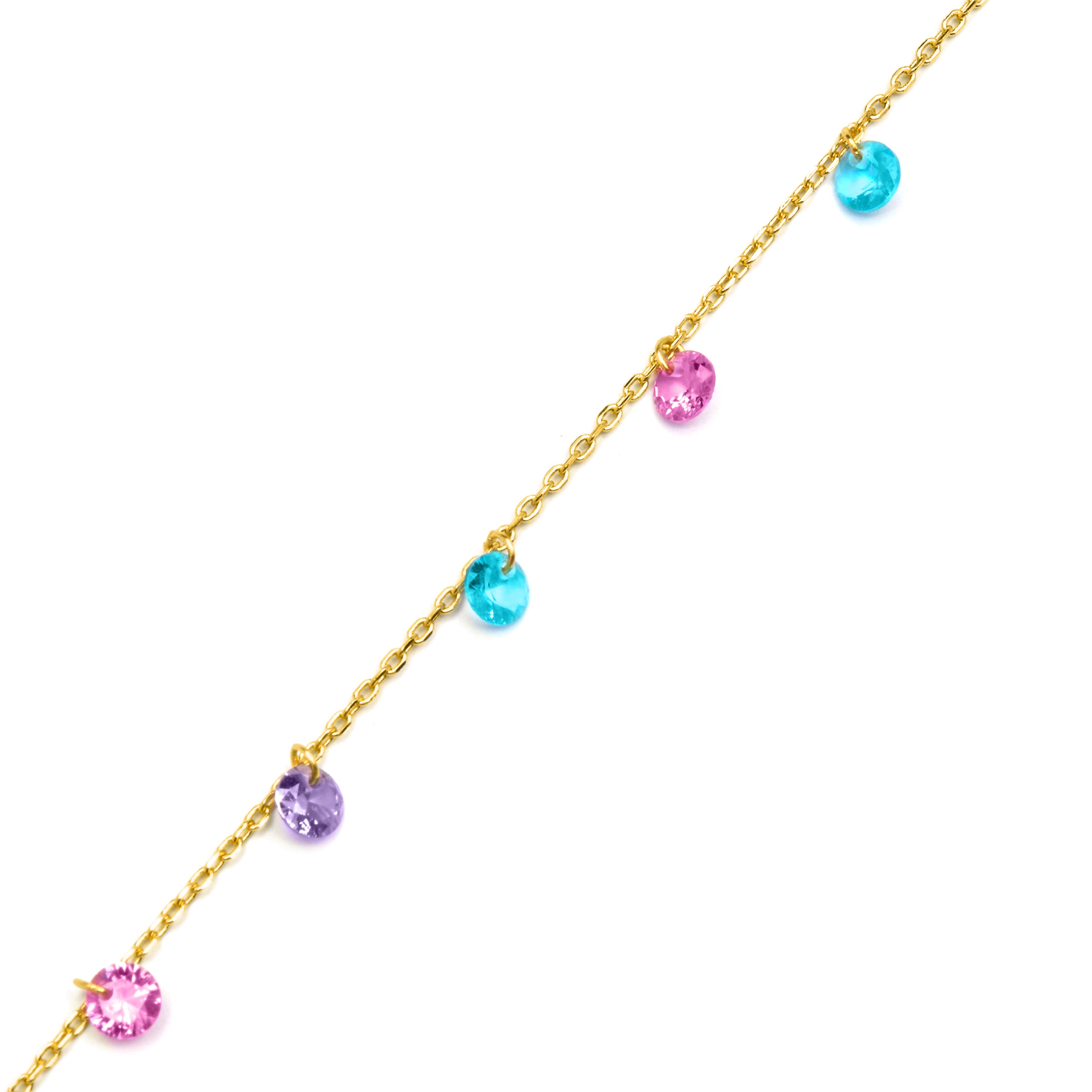 925er Silberarmband mit mehrfarbigen Zirkonia, vergoldet mit 18K Gelbgold - Rolcon