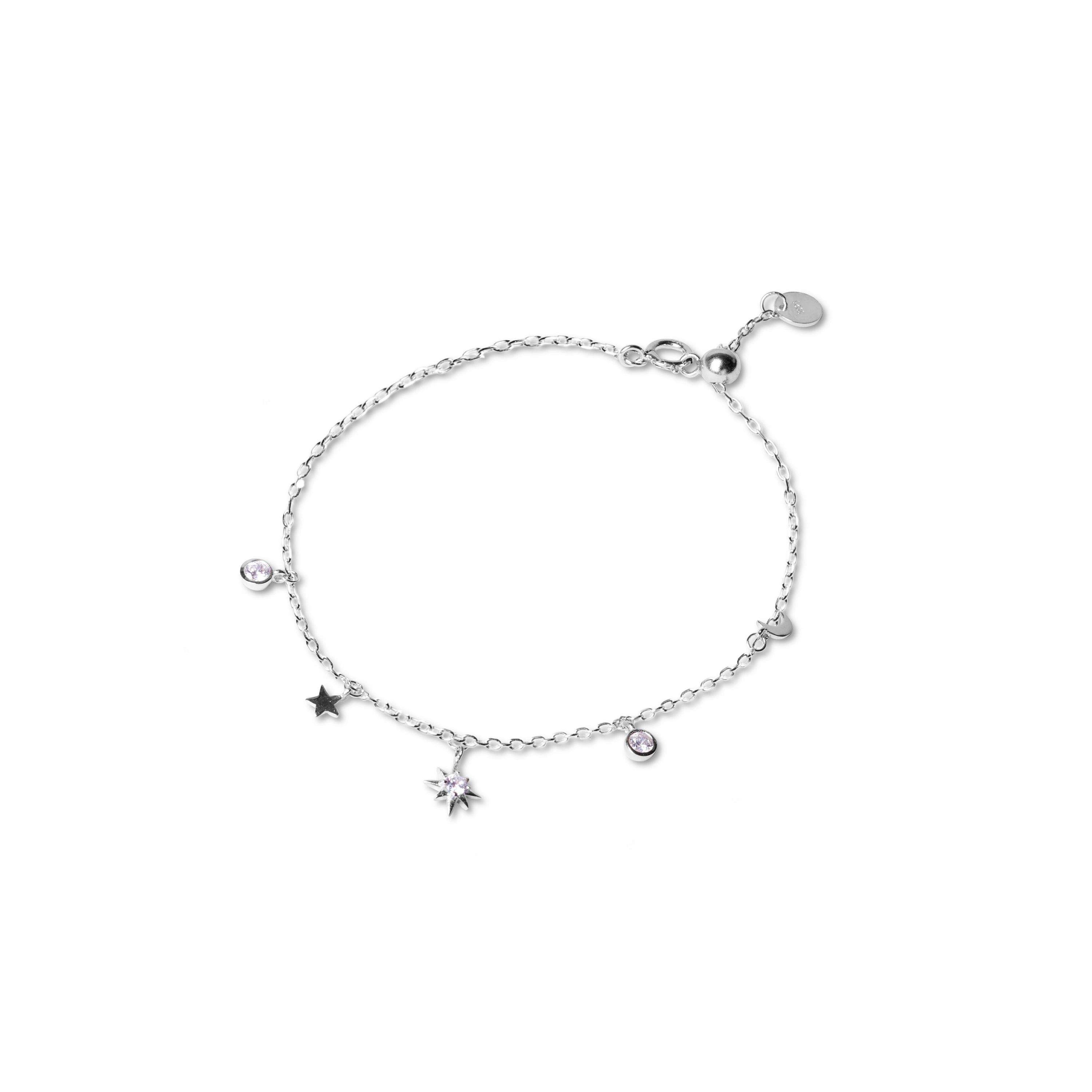 925 Sterling Silver Bracelet with Brilliant Zirconia finished in Rhodium - Oyazia