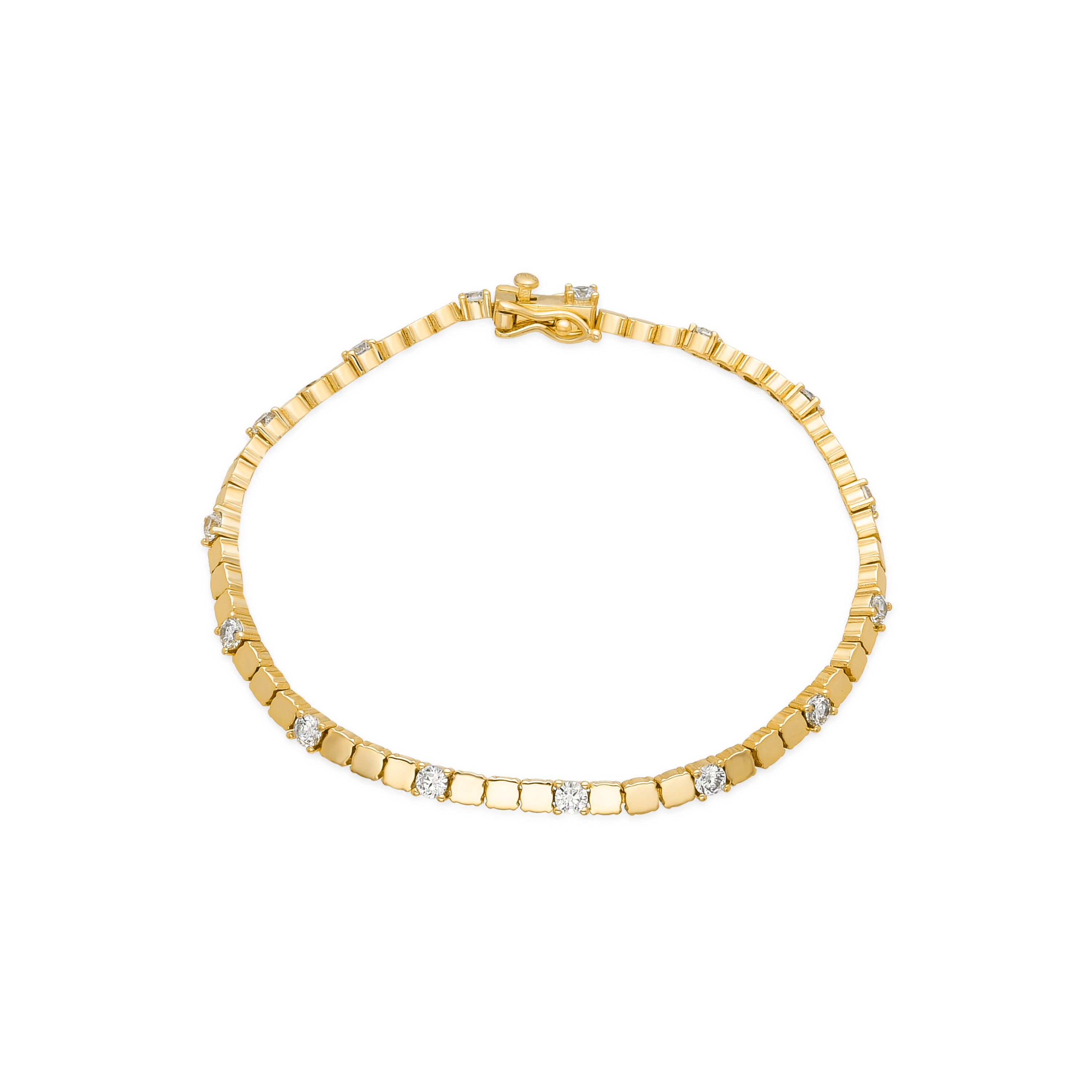 Bracelet en argent sterling 925 et zircon brillant finition or 18k - Dorane