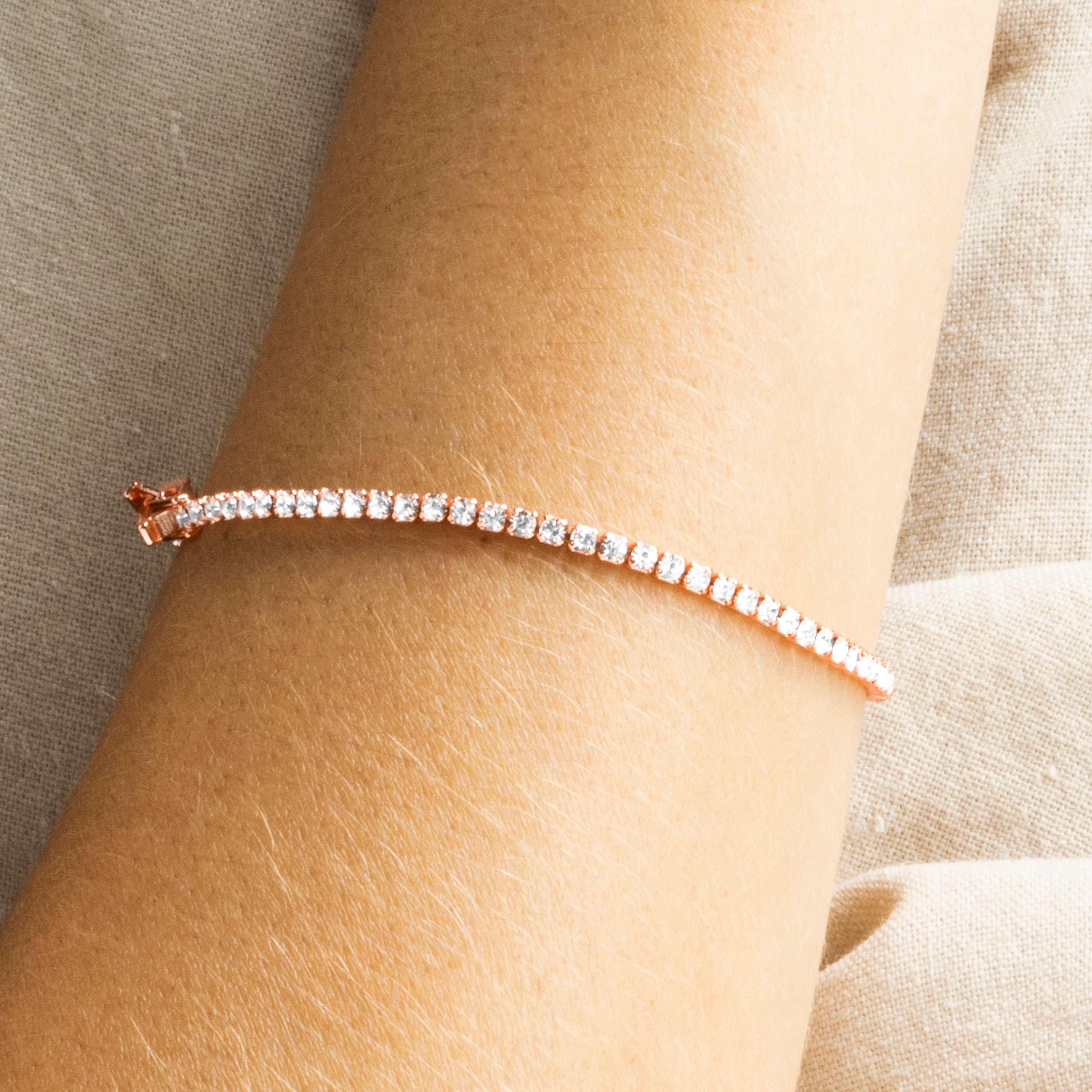 Pulsera de Circonita Brillante acabada en oro rosa 18K - Kayla