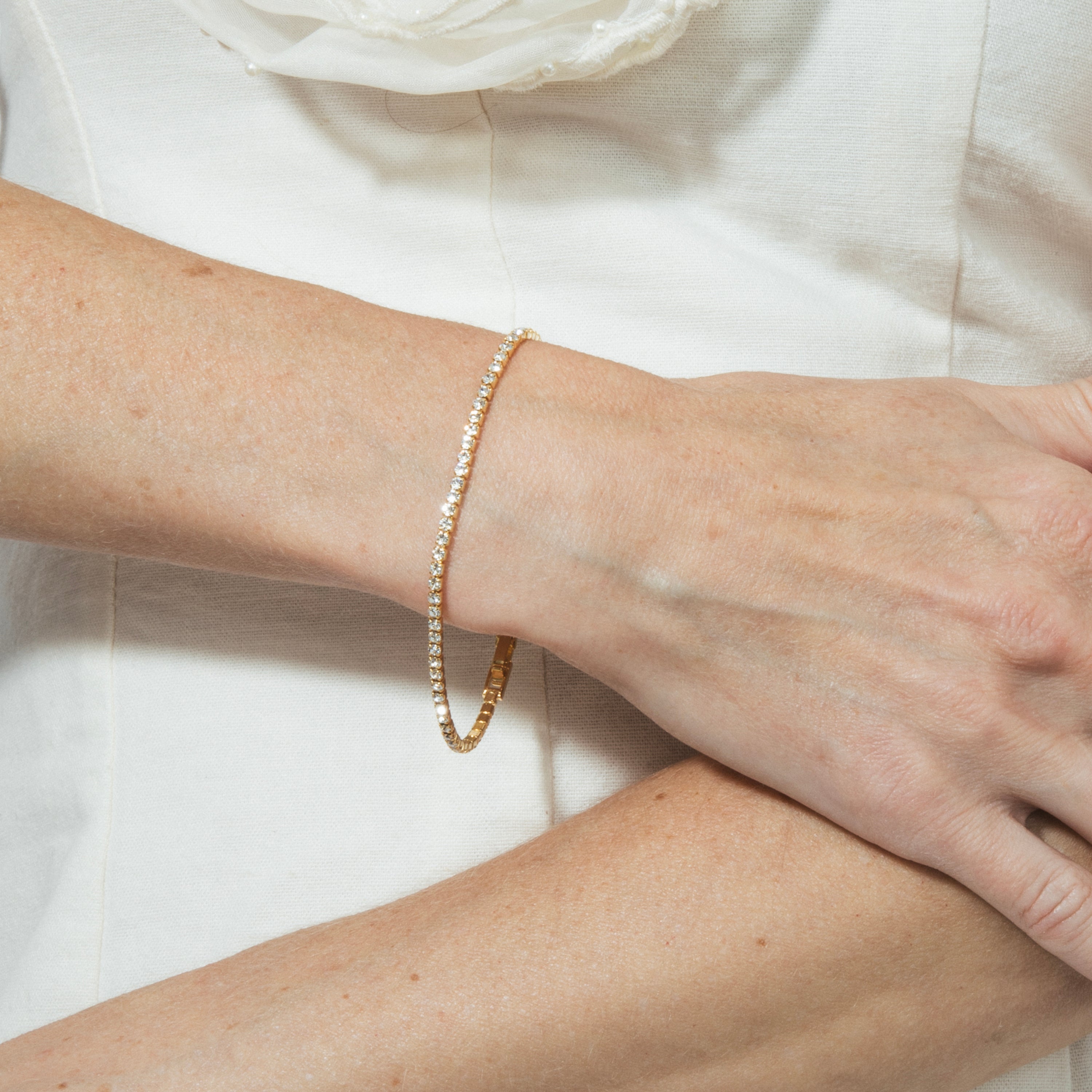 Pulsera de Circonita Brillante acabada en oro amarillo de 18K - Kayla