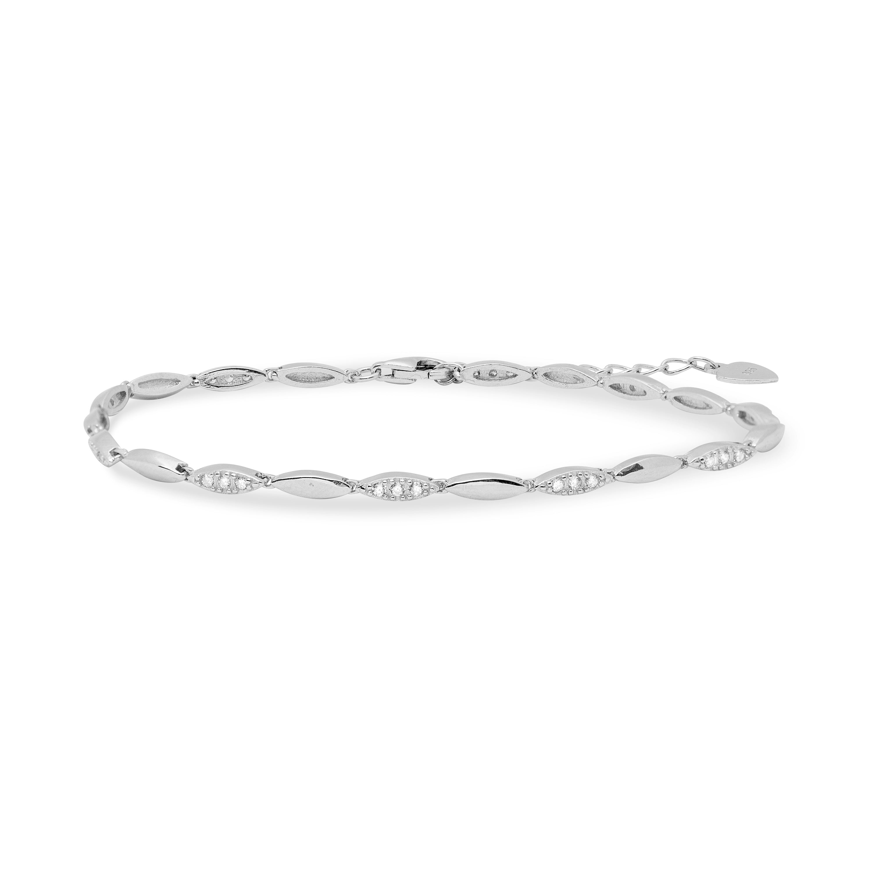 Pulseira de Prata de Lei 925 com Zircónia Brilhante acabada em ródio - Ferdnan