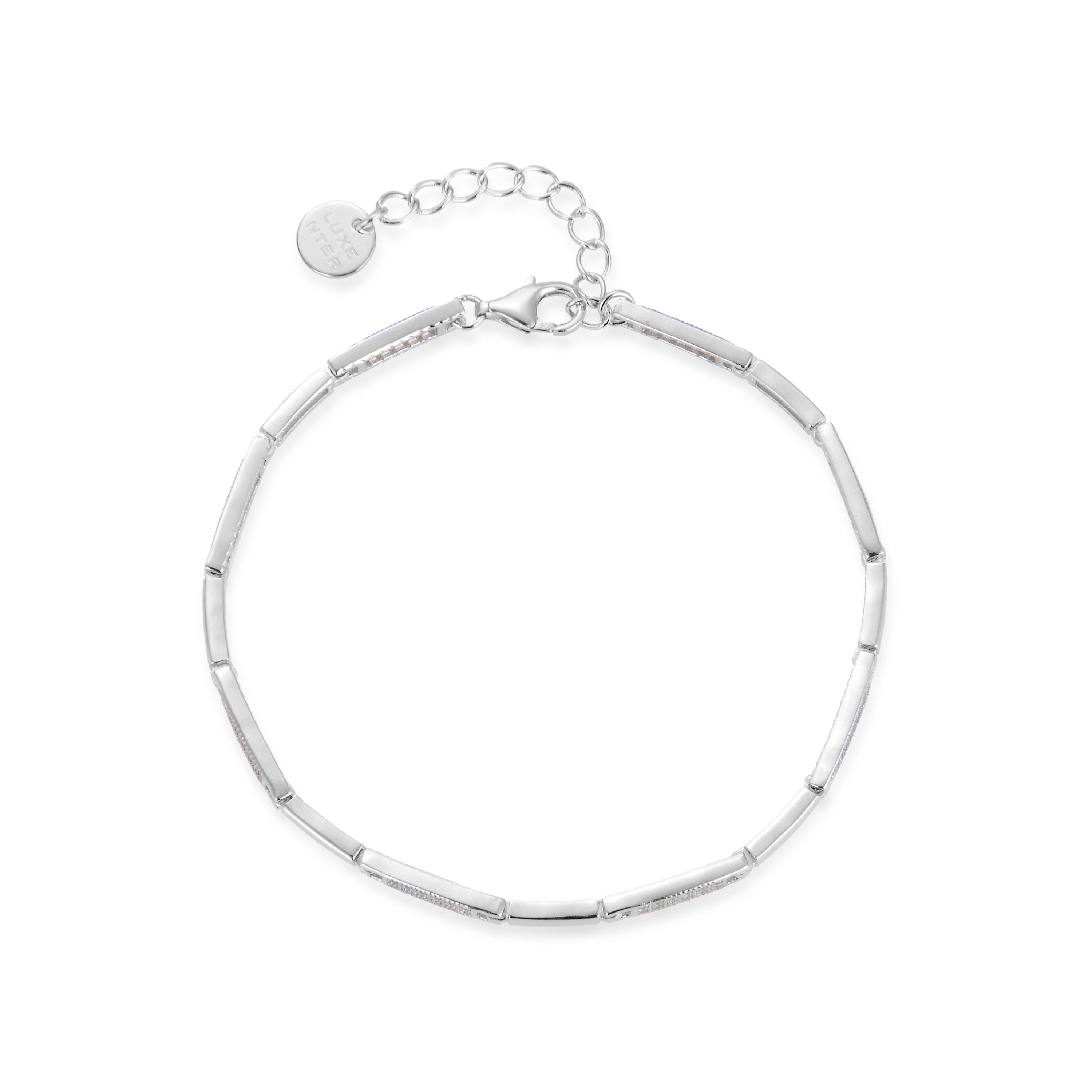 Bracelet en argent sterling 925 avec zircon brillant fini en rhodium - Kinusi