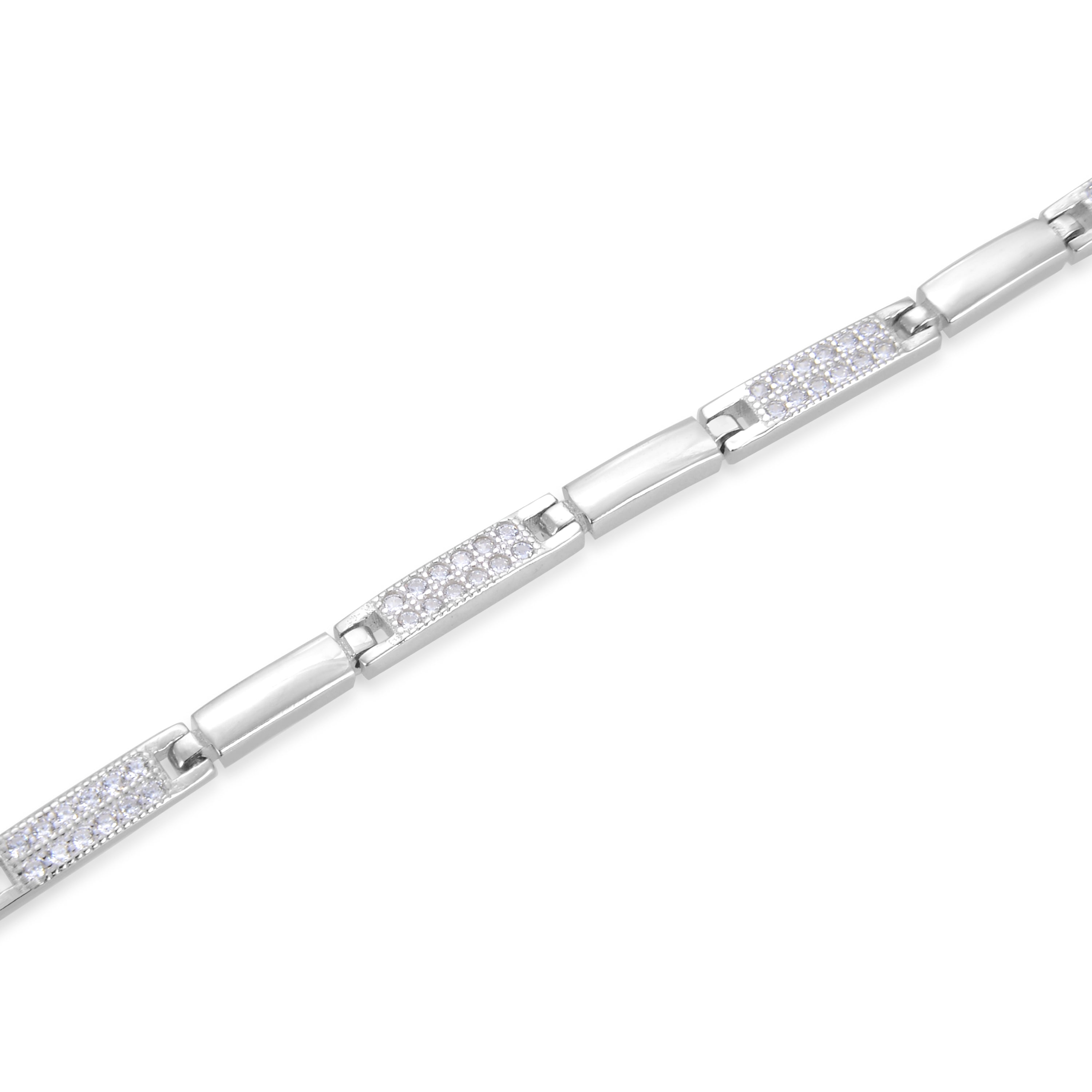 Bracelet en argent sterling 925 avec zircon brillant fini en rhodium - Kinusi