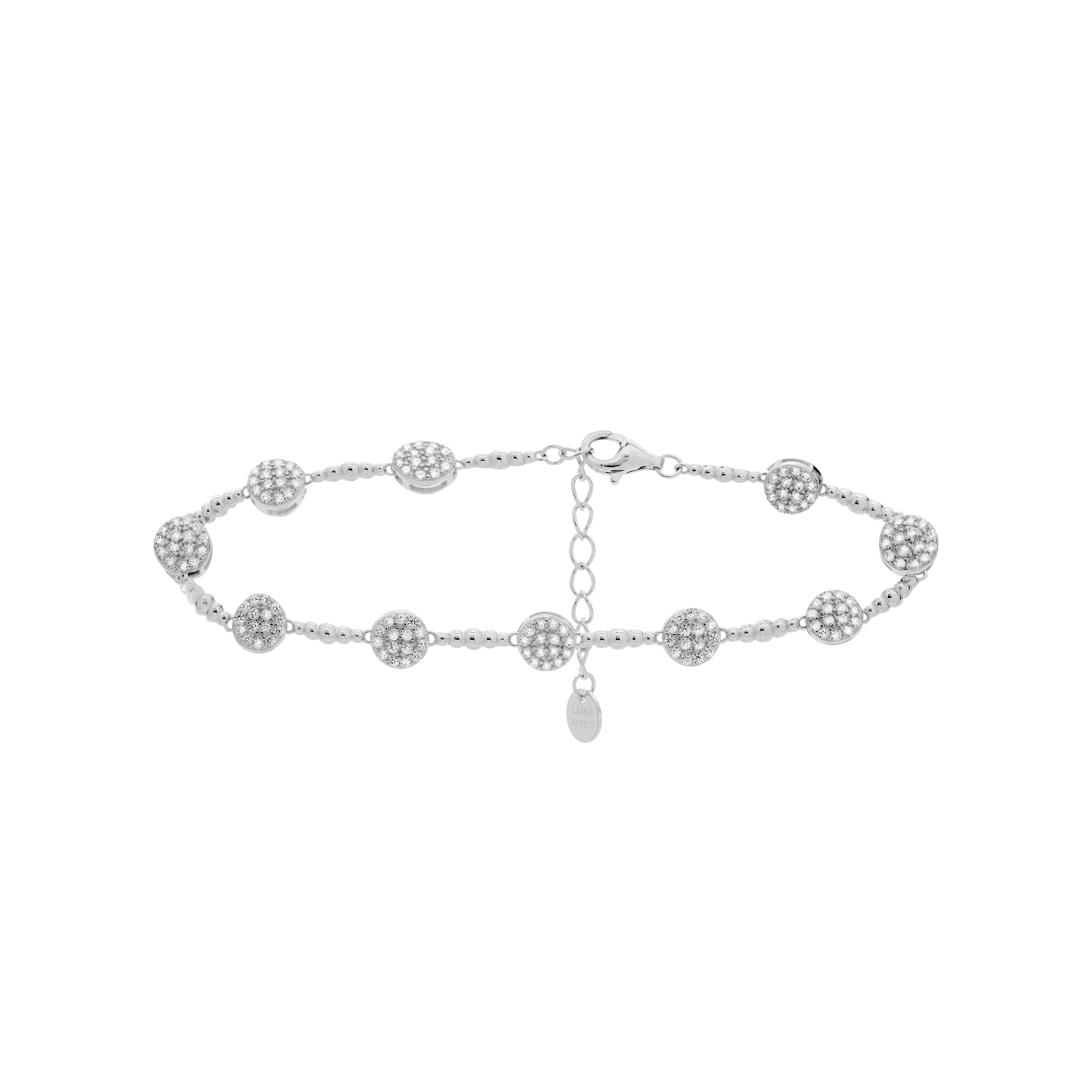 Bracelet en argent sterling 925 avec zircon brillant fini en rhodium - Inajwa