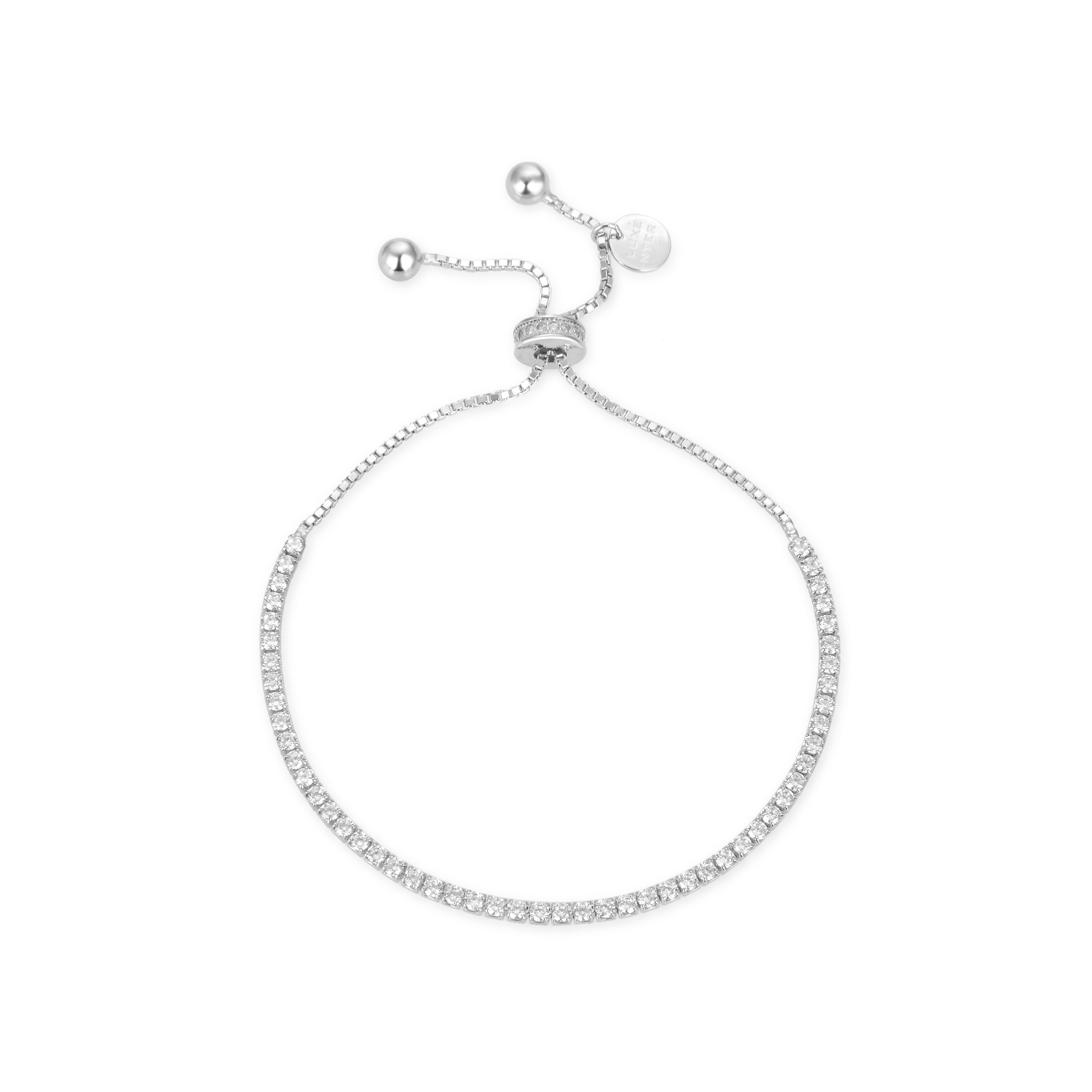 925er Sterlingsilberarmband mit glänzendem Zirkonia, rhodiniert - Kileh