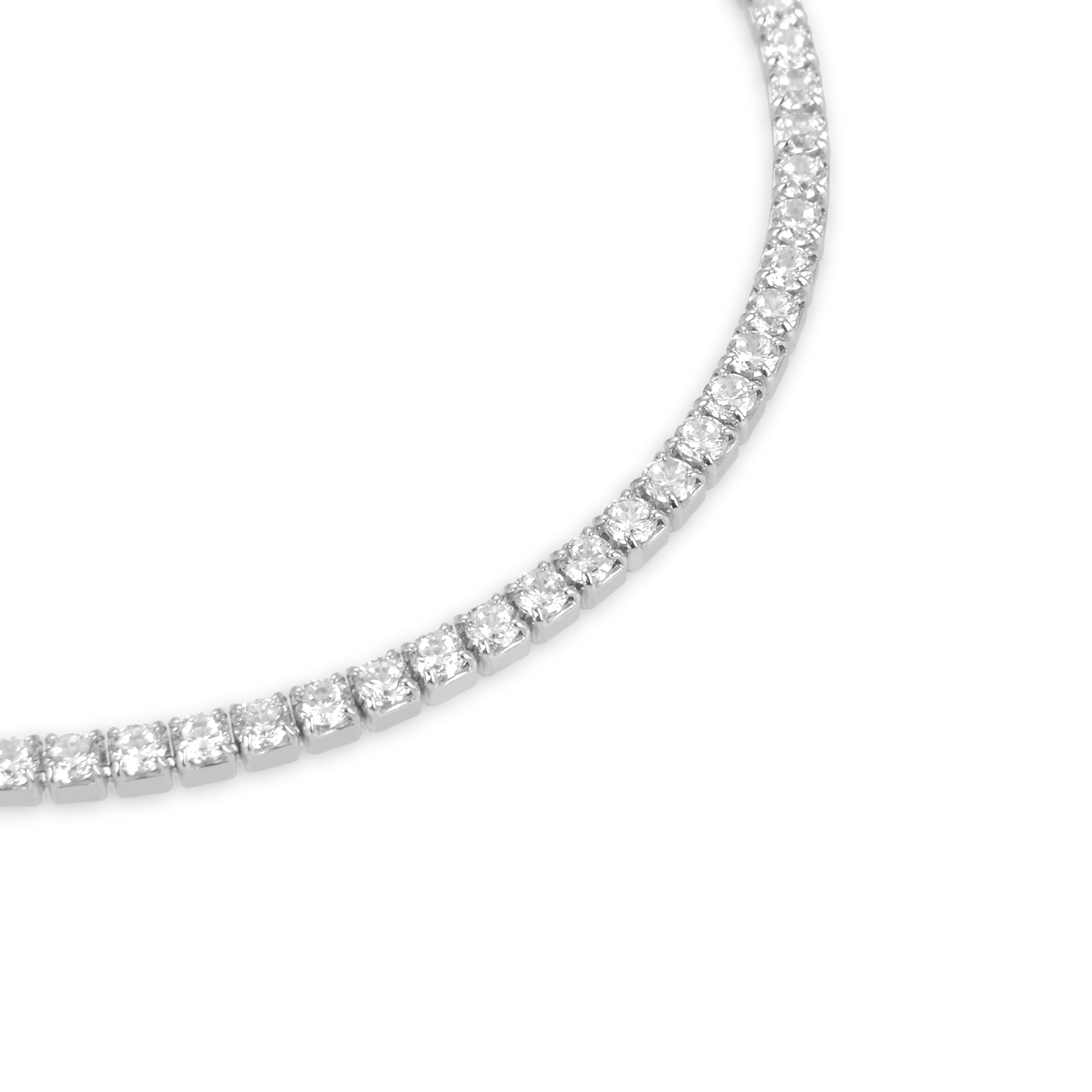 925er Sterlingsilberarmband mit glänzendem Zirkonia, rhodiniert - Kileh