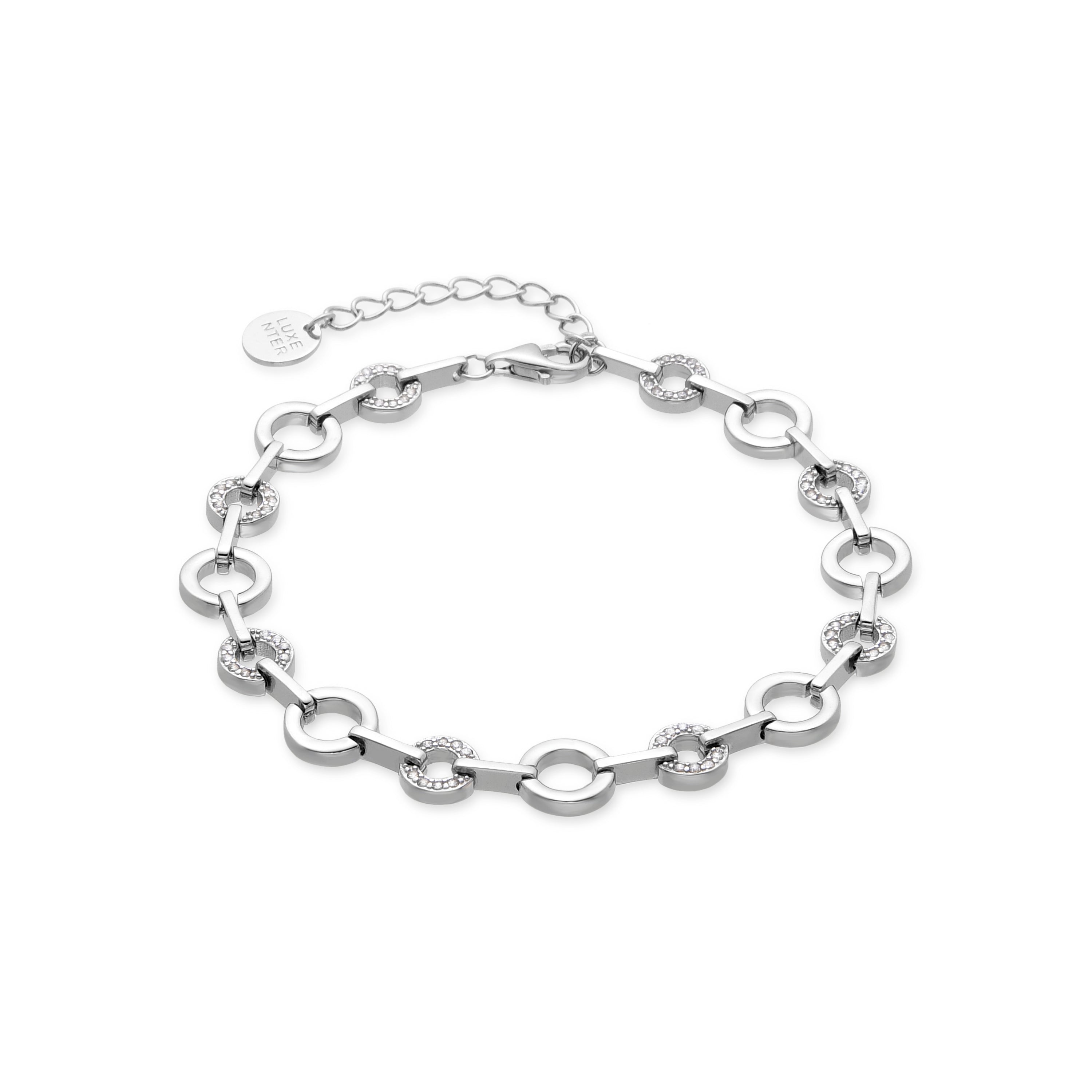 925 Sterling Silver Bracelet with Brilliant Zirconia finished in Rhodium - Pyxis
