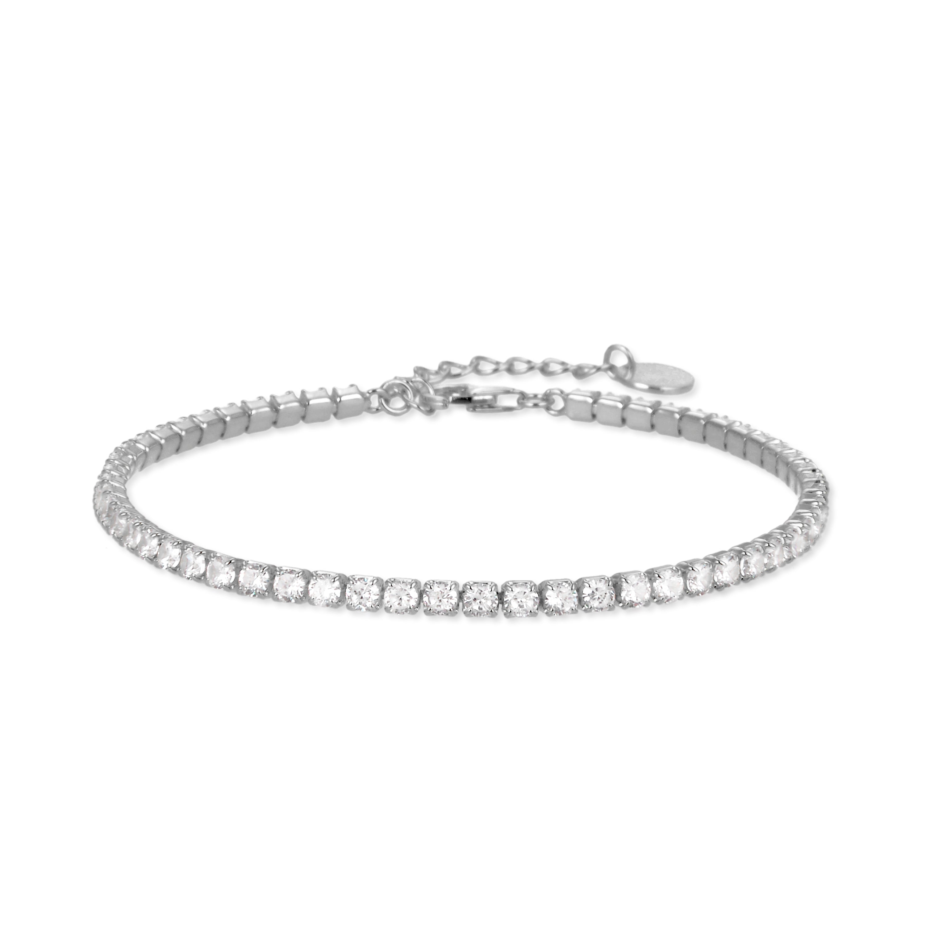 925 Sterling Silver Bracelet with Brilliant Zirconia finished in Rhodium - Tahu