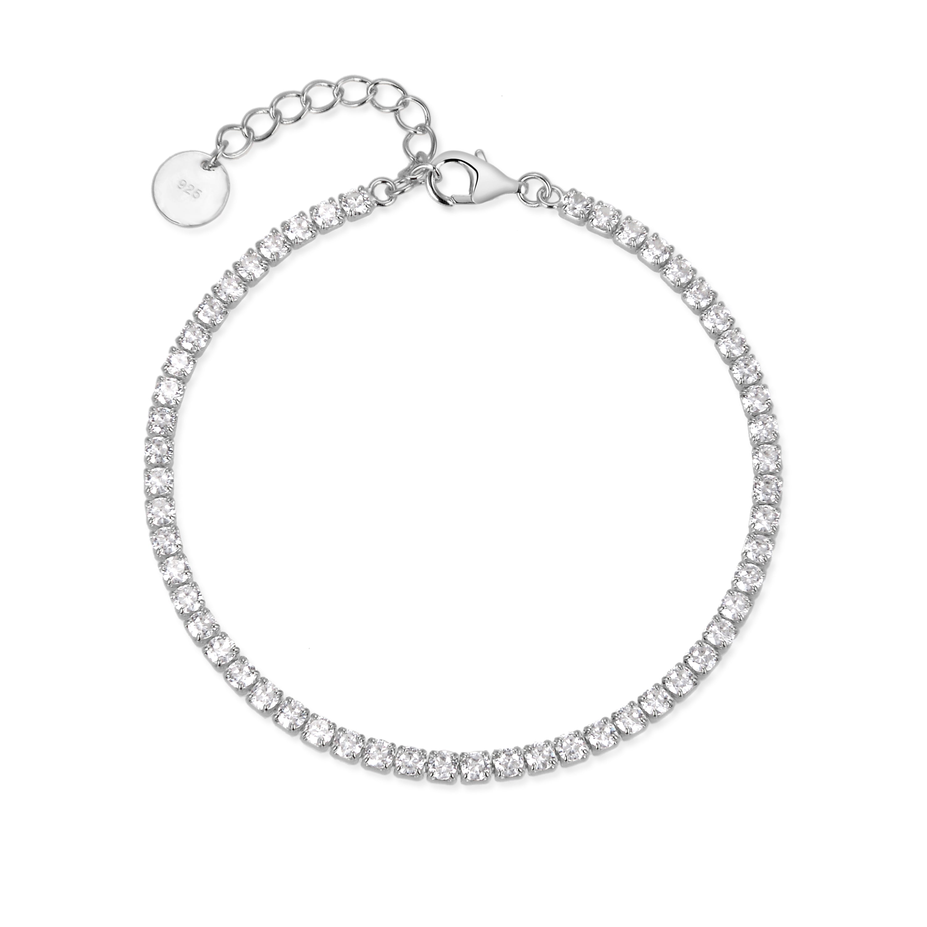 925 Sterling Silver Bracelet with Brilliant Zirconia finished in Rhodium - Tahu