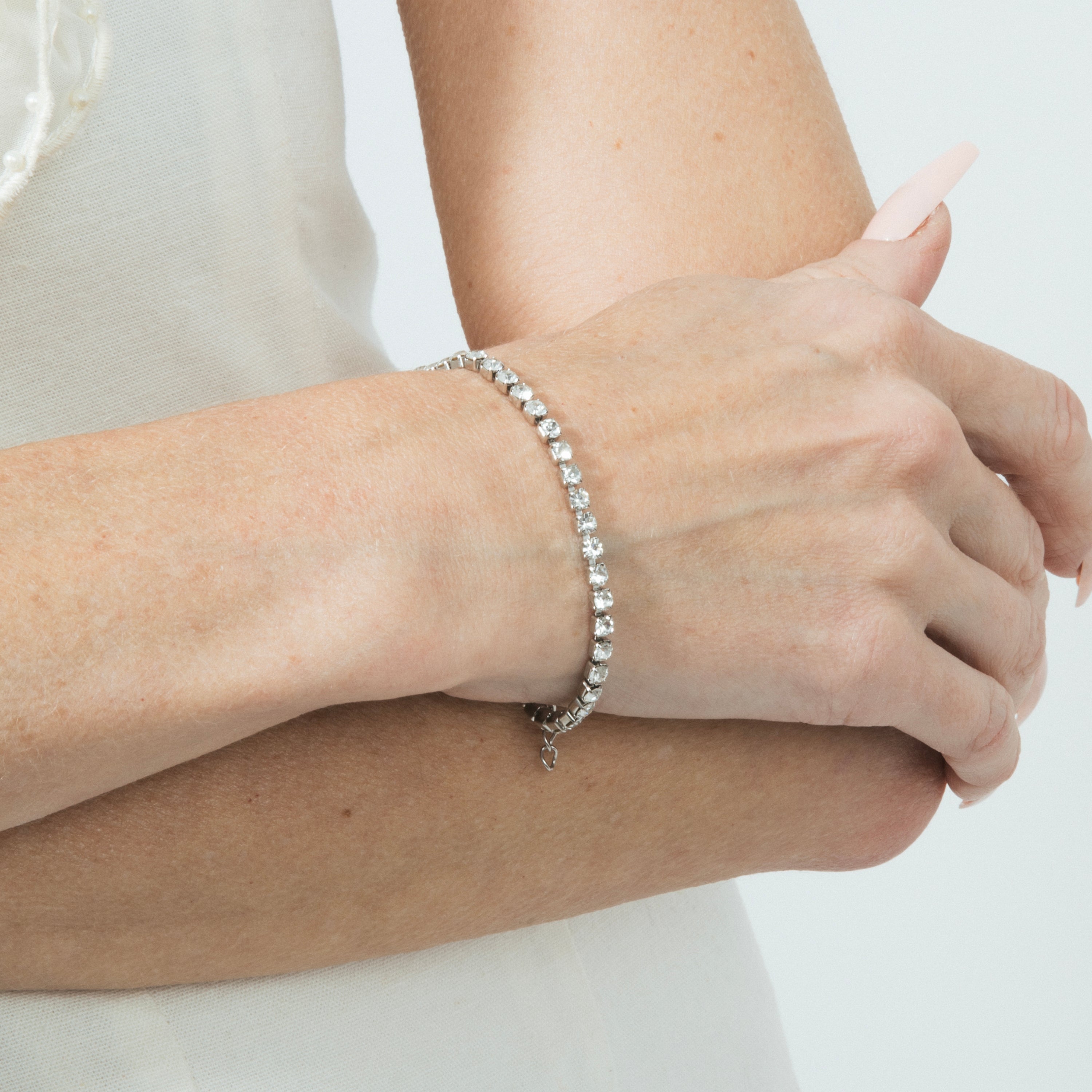 925 Sterling Silver Bracelet with Brilliant Zirconia finished in Rhodium - Tahu