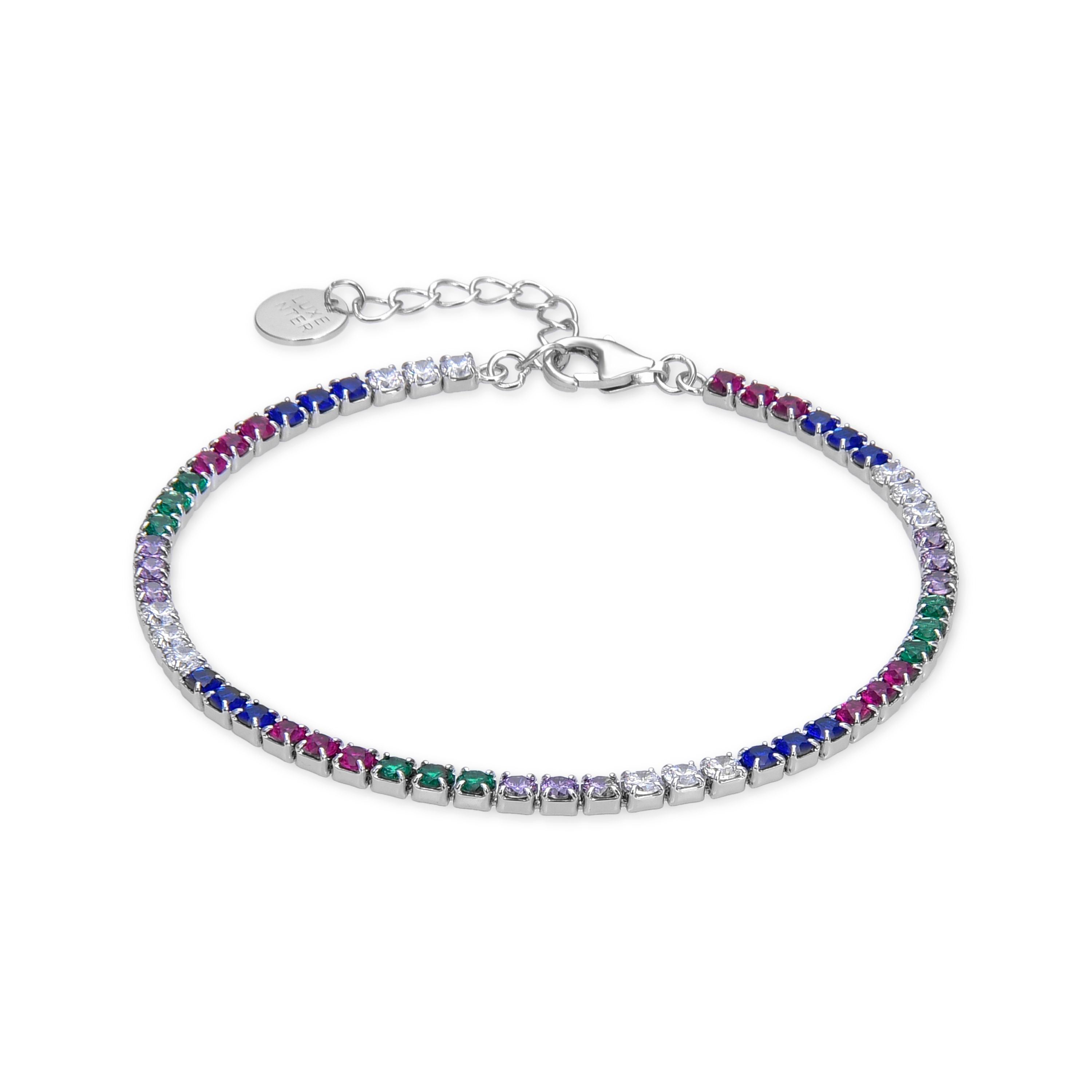 Pulsera de Plata de Ley 925 con Circonita Multicolor acabada en rodio - Tahu
