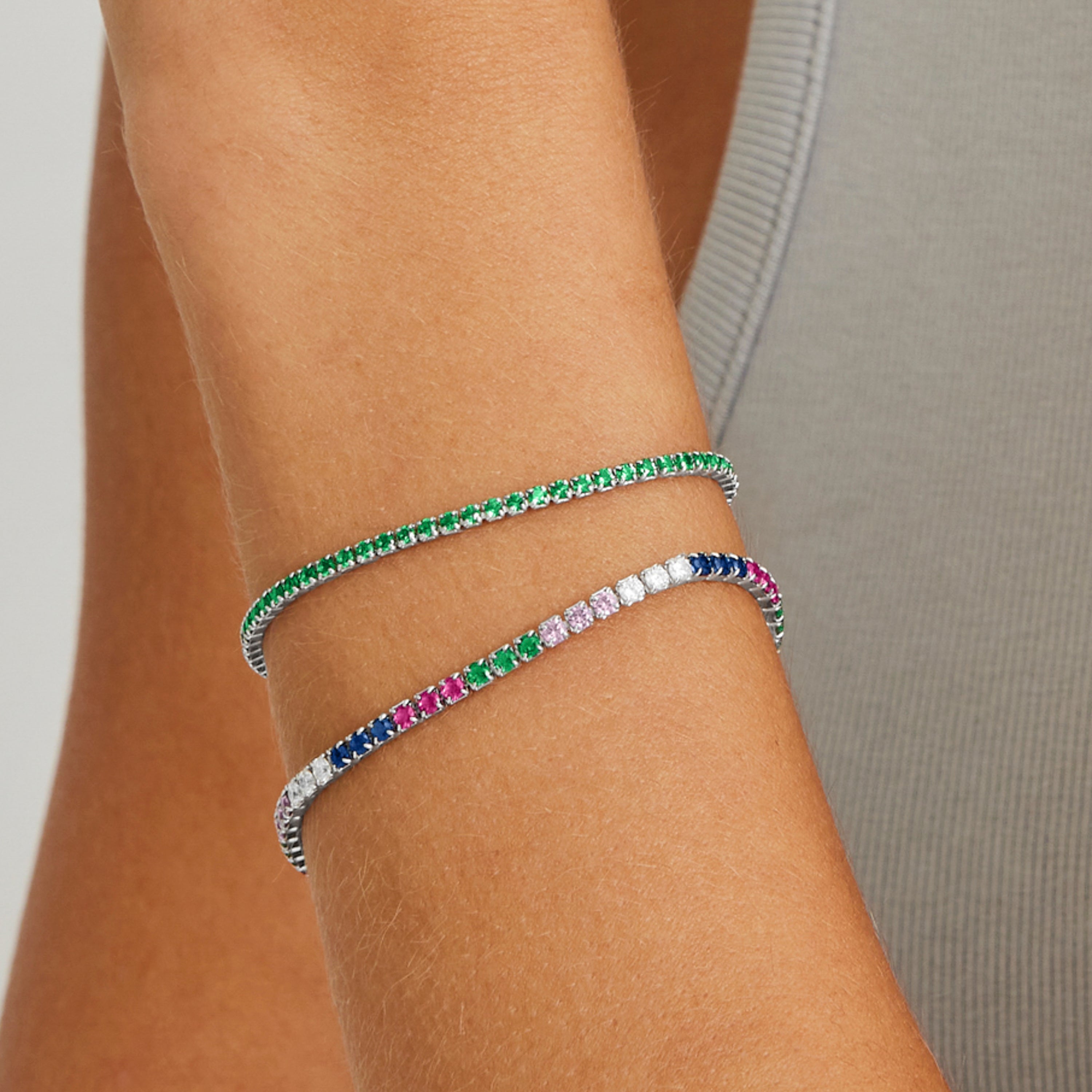 Pulsera de Plata de Ley 925 con Circonita Multicolor acabada en rodio - Tahu