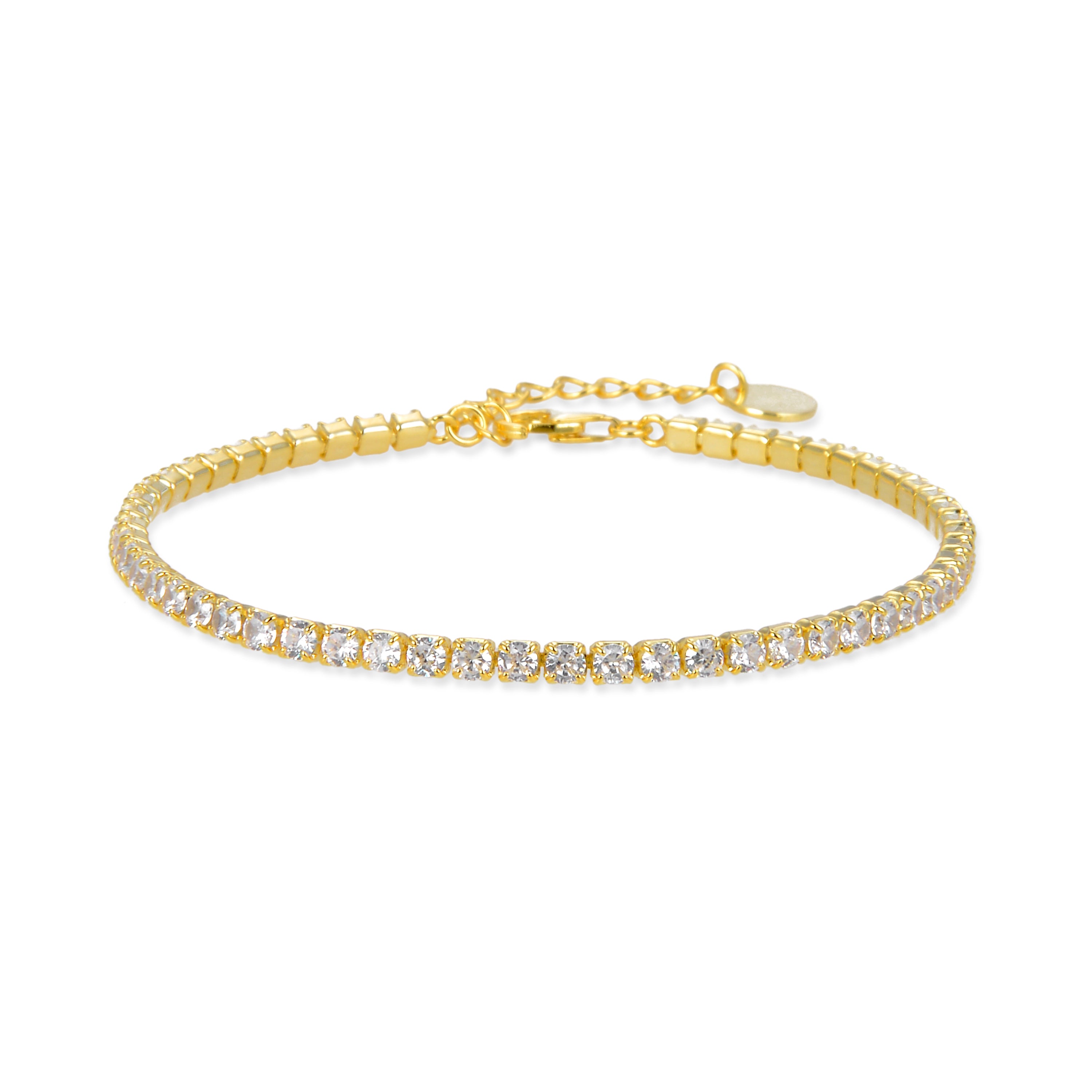 Pulsera de Plata de Ley 925 con Circonita Brillante acabada en oro amarillo 18K - Tahu