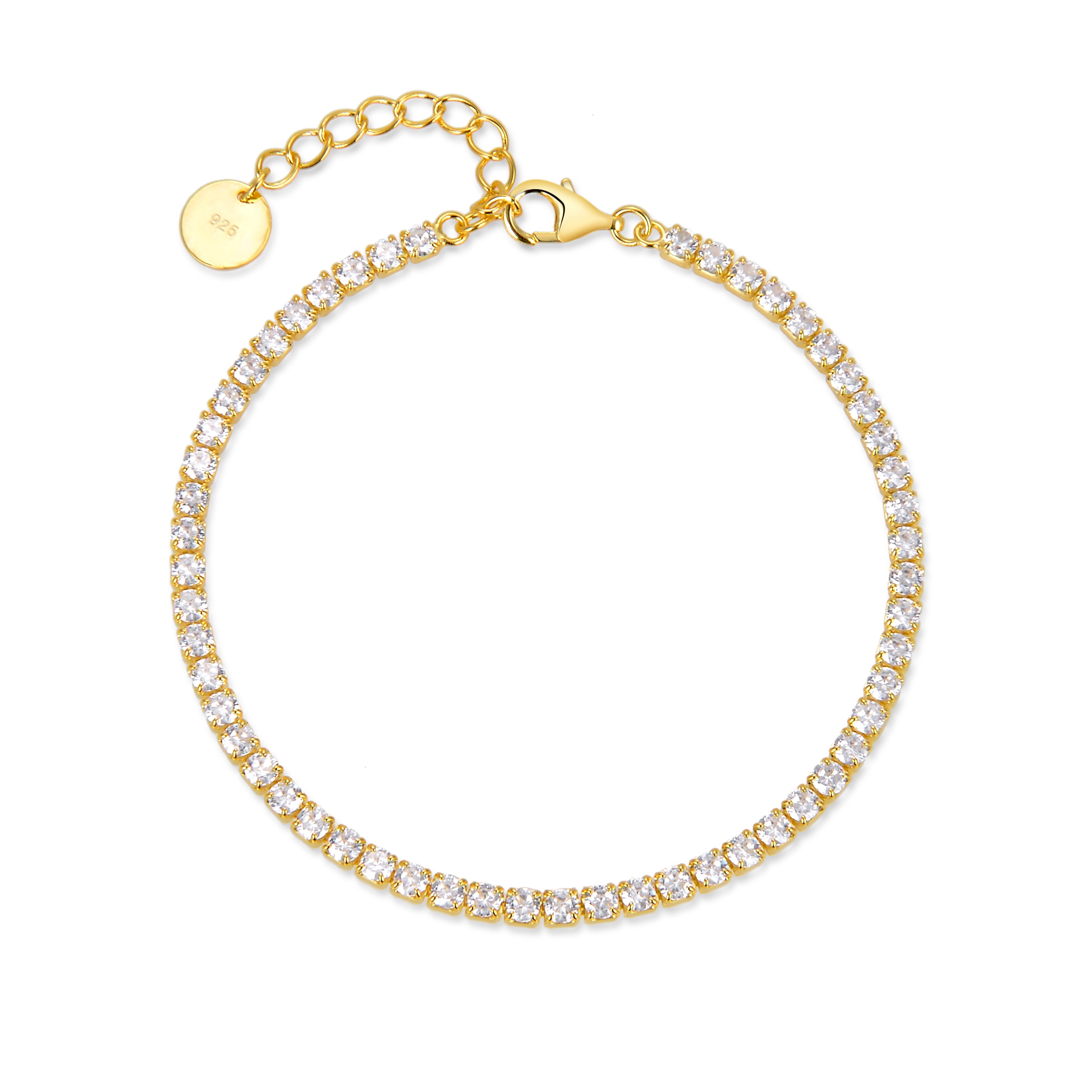 Bracelet en argent sterling 925 avec zircon brillant fini en or jaune 18K - Tahu