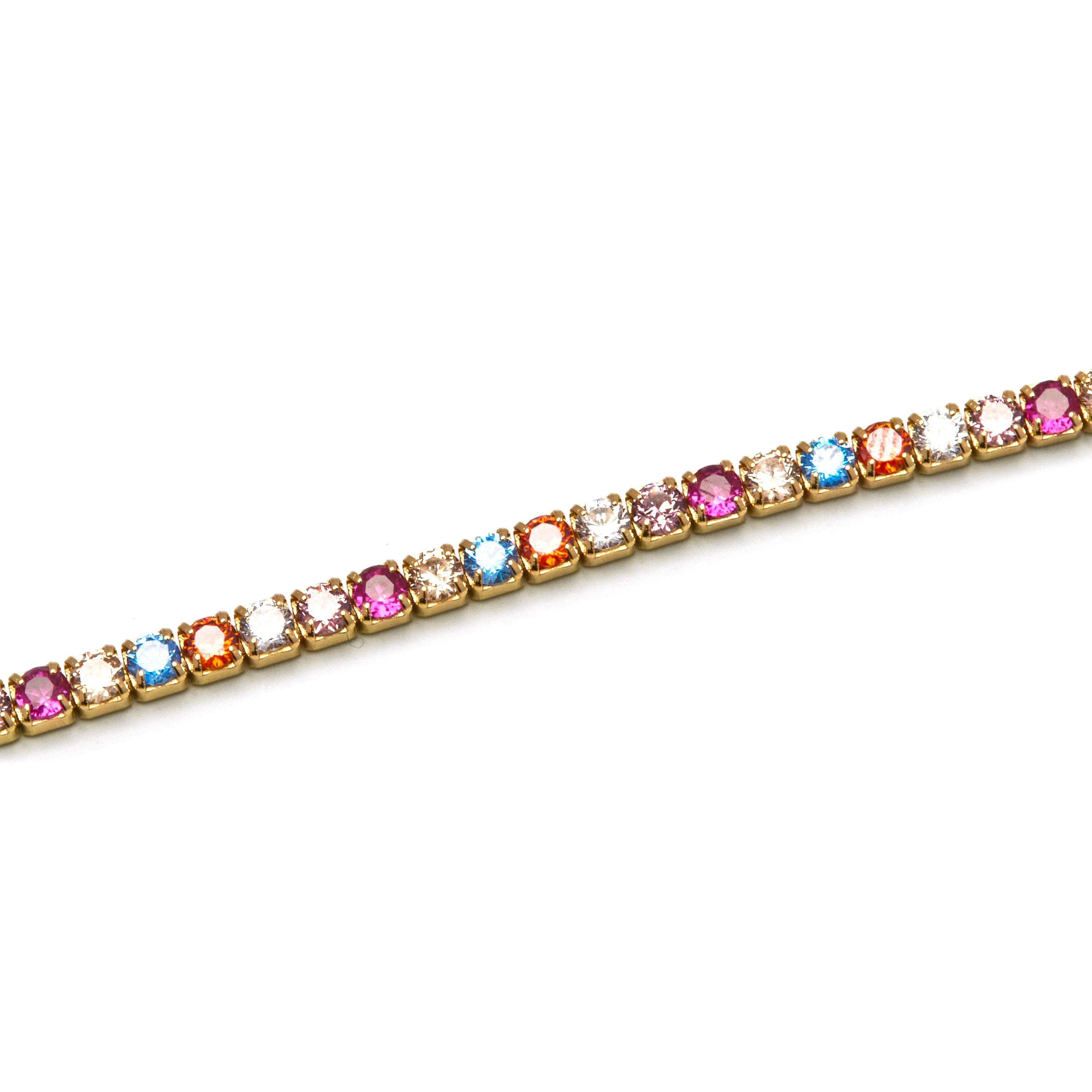 925 Sterling Silver Bracelet with Multicolor Zirconia finished in 18K Yellow Gold - Tahu