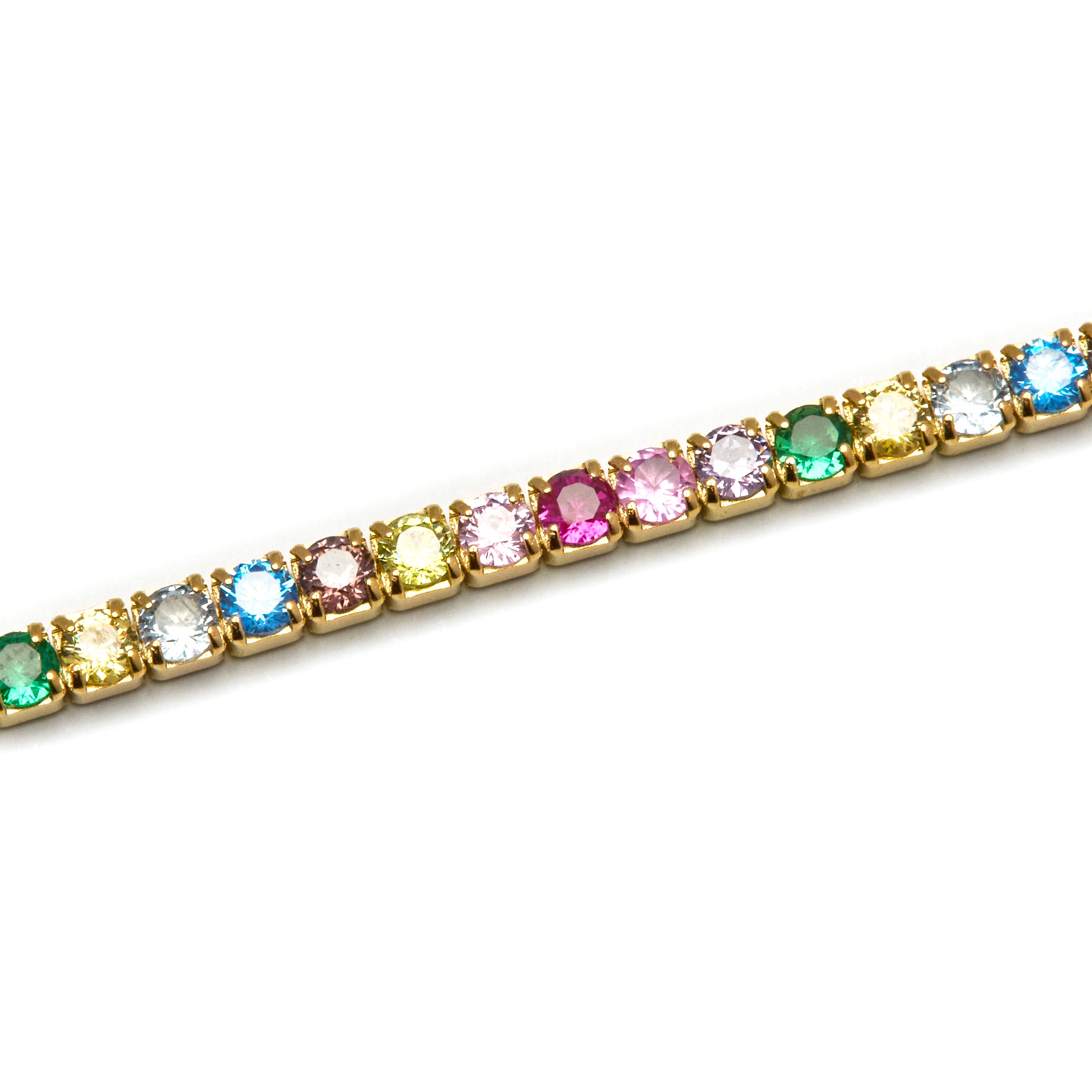 Bracciale in Argento Sterling 925 con Zirconia Multicolore finito in oro giallo 18K - Tahu