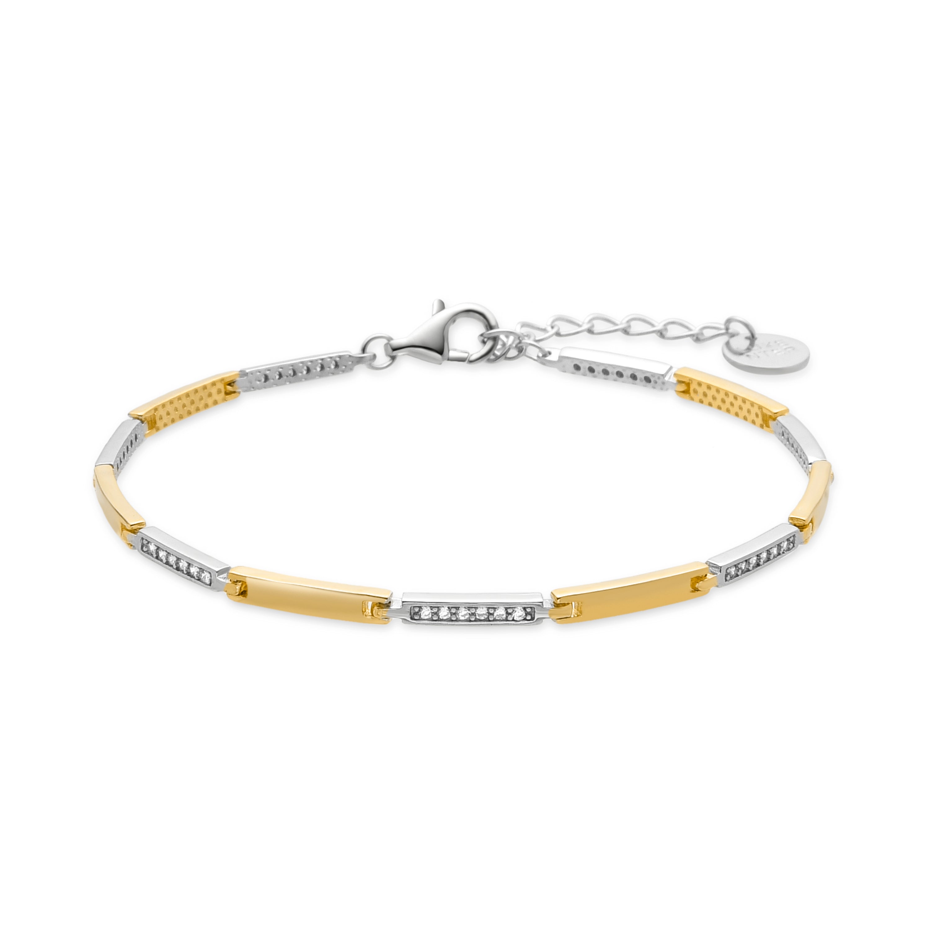 Bracelet en argent sterling 925 avec zircon brillant fini en or jaune 18K - Kishan