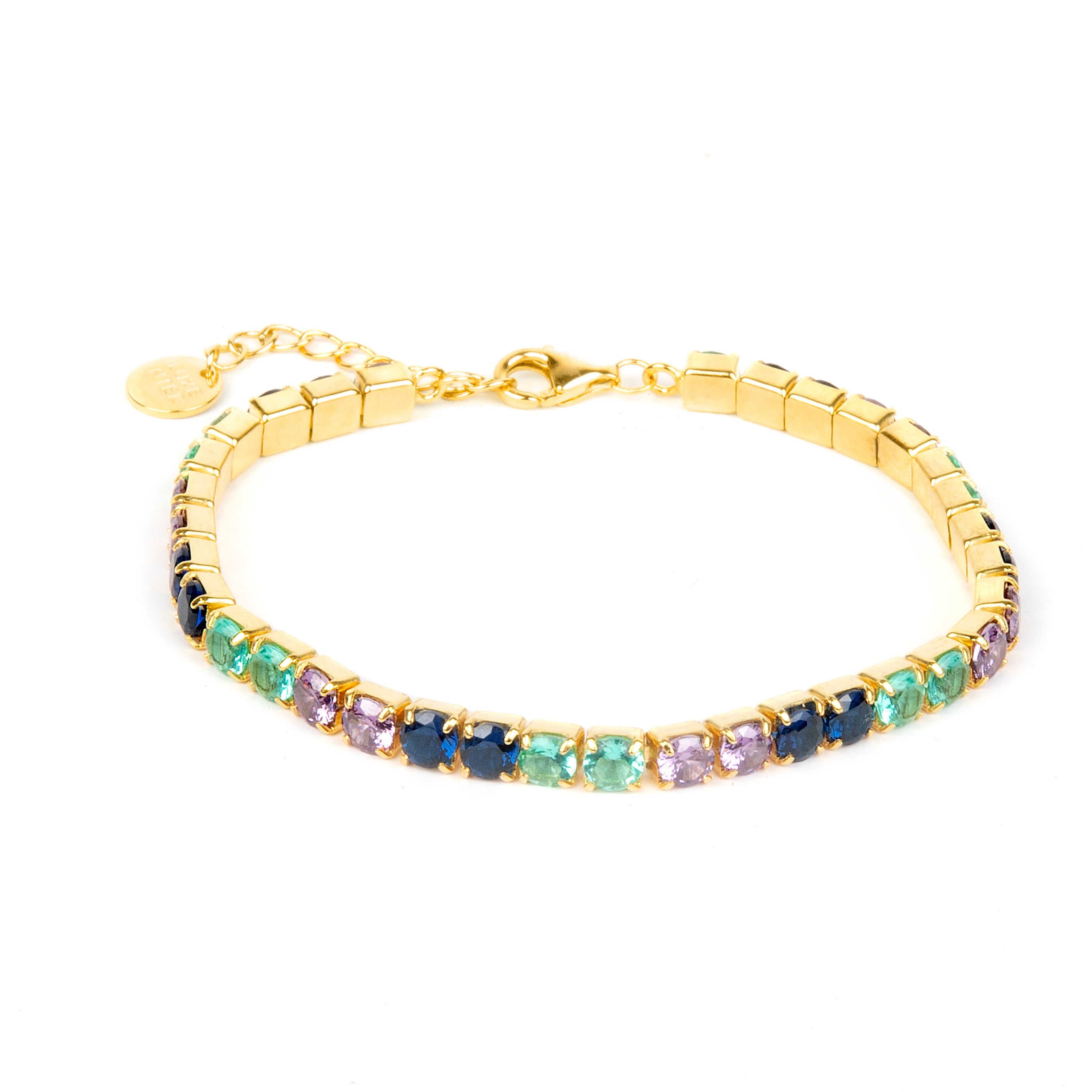 Pulsera de Plata de Ley 925 y Circonita Zafiro acabado oro 18k - Tyhad