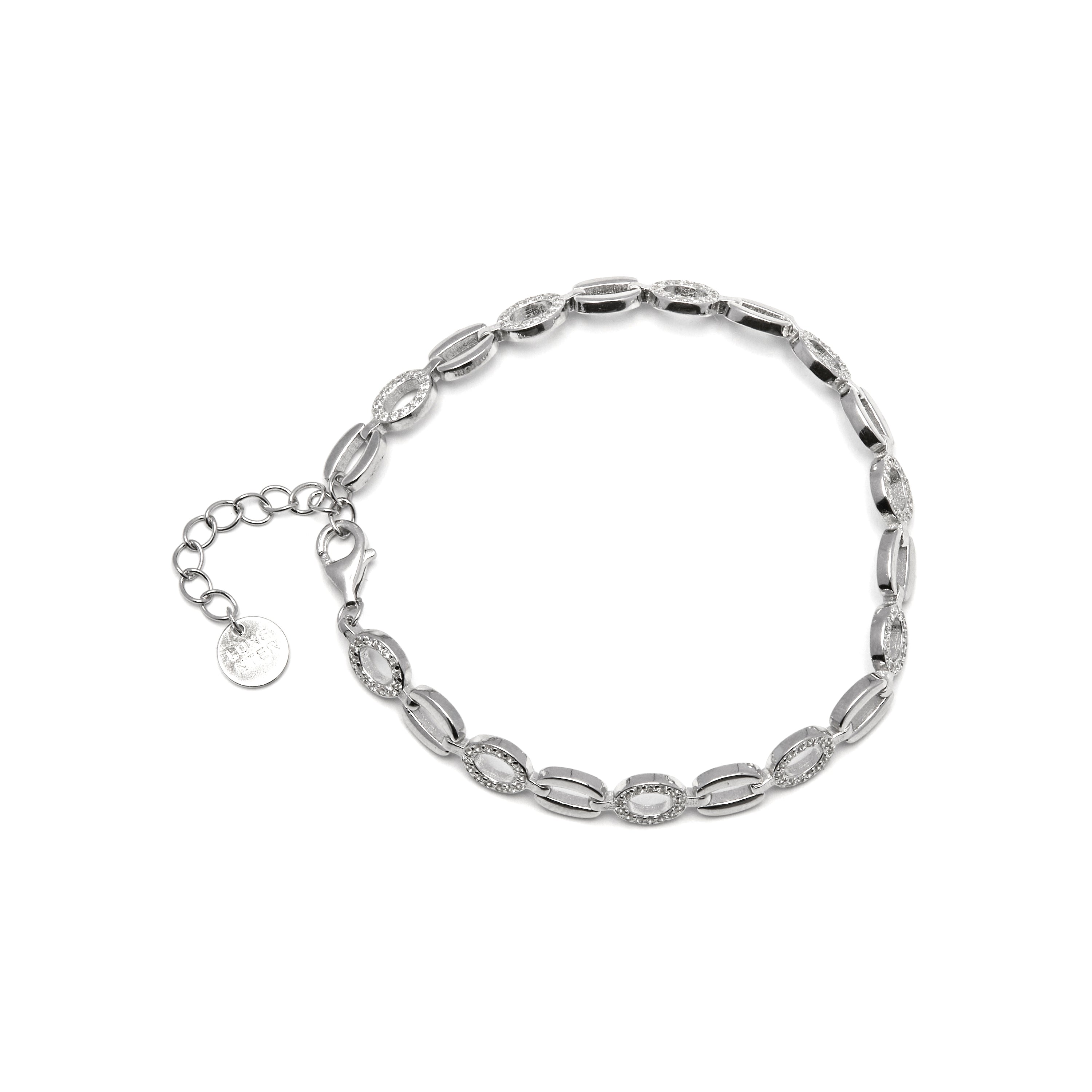 925 Sterling Silver Bracelet with Brilliant Zirconia finished in Rhodium - Lydas