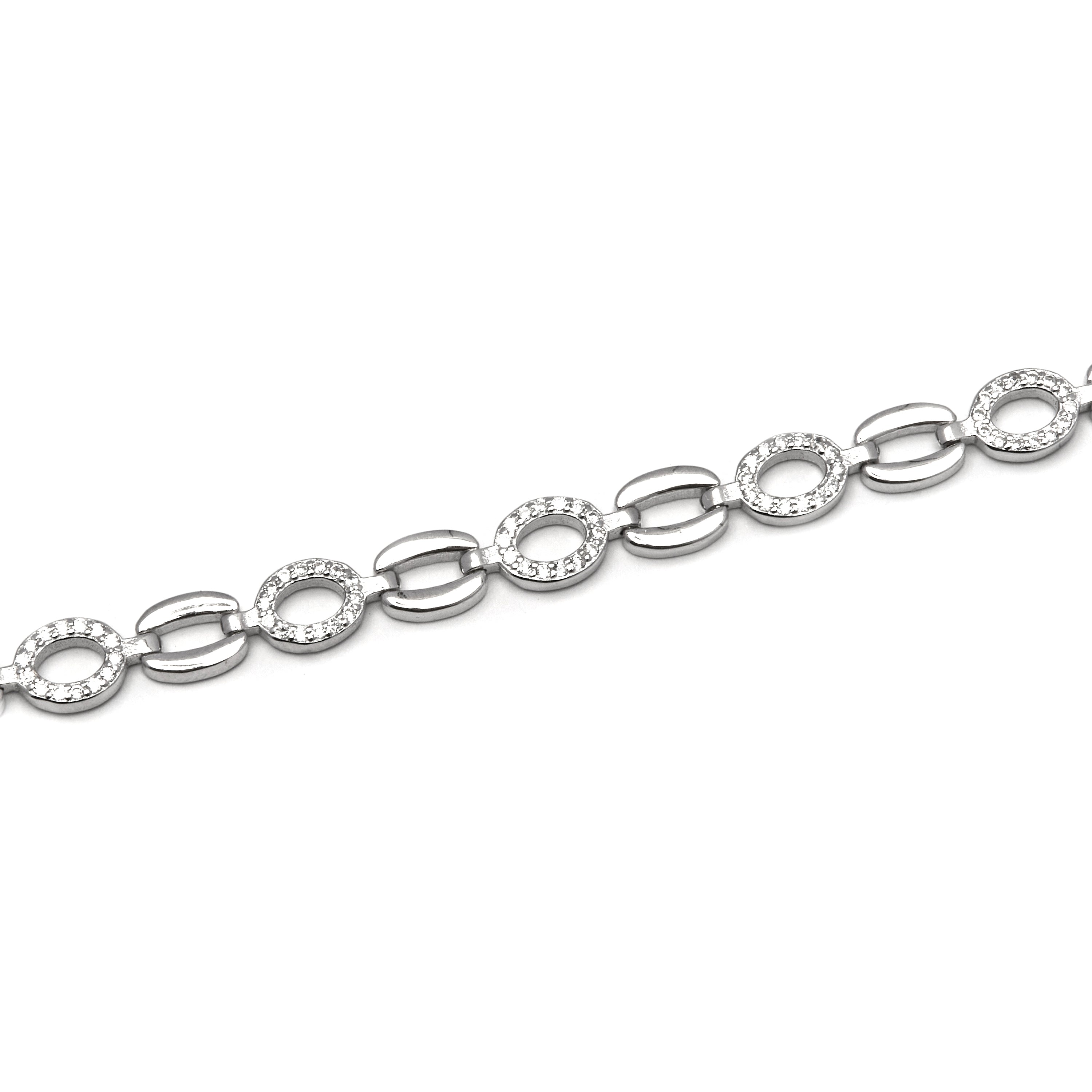 925 Sterling Silver Bracelet with Brilliant Zirconia finished in Rhodium - Lydas