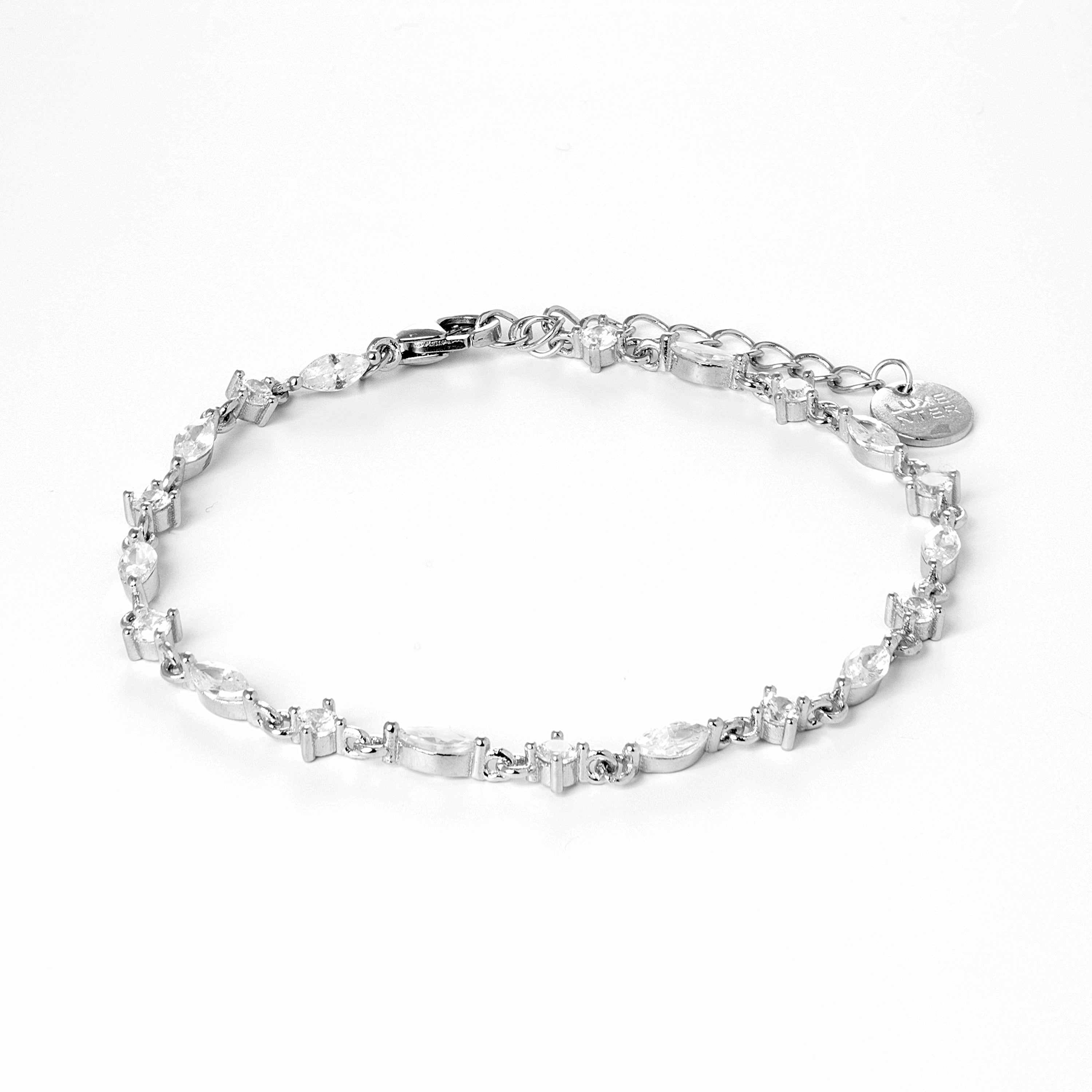 Bracelet en argent sterling 925 avec zircon brillant fini en rhodium - Ulmax