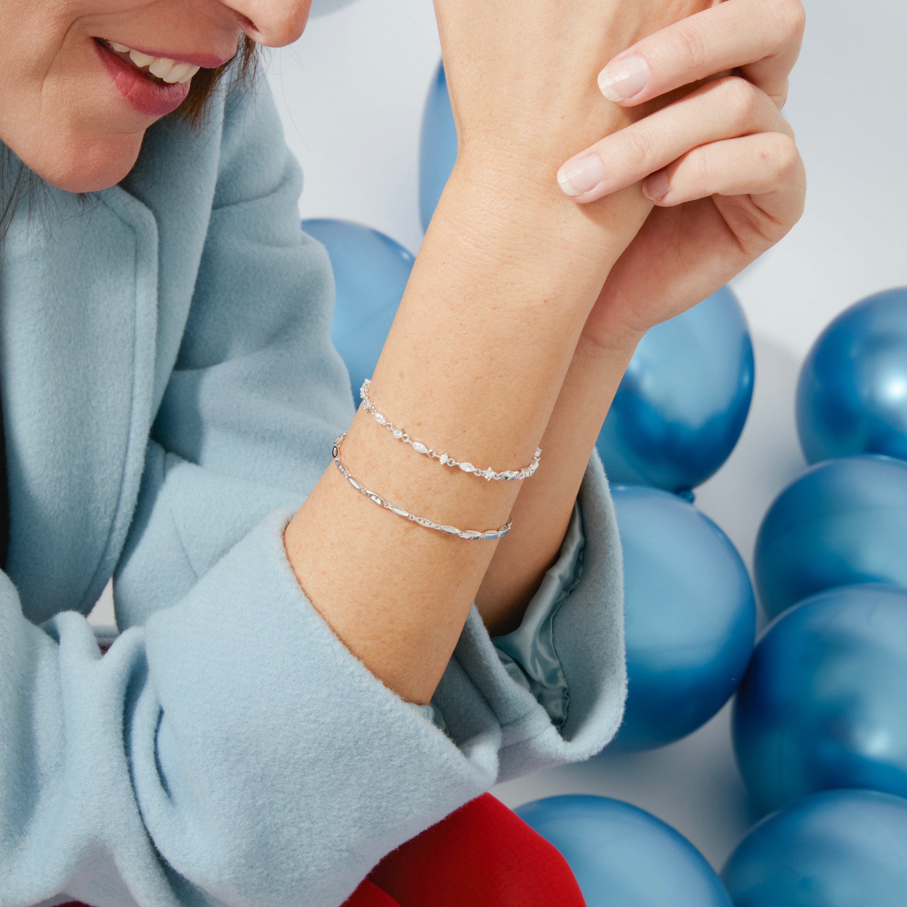 Bracelet en argent sterling 925 avec zircon brillant fini en rhodium - Ulmax