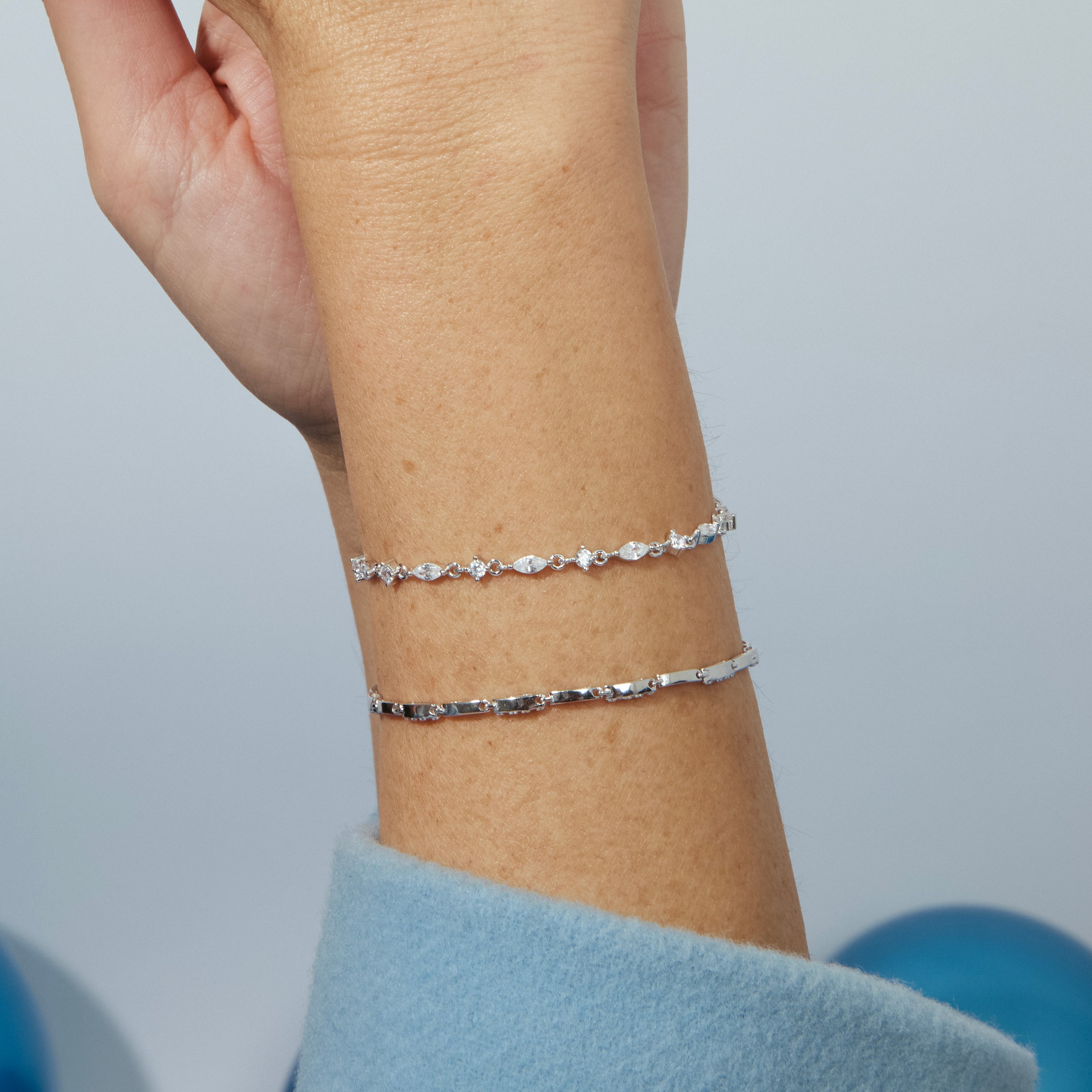 Bracelet en argent sterling 925 avec zircon brillant fini en rhodium - Ulmax