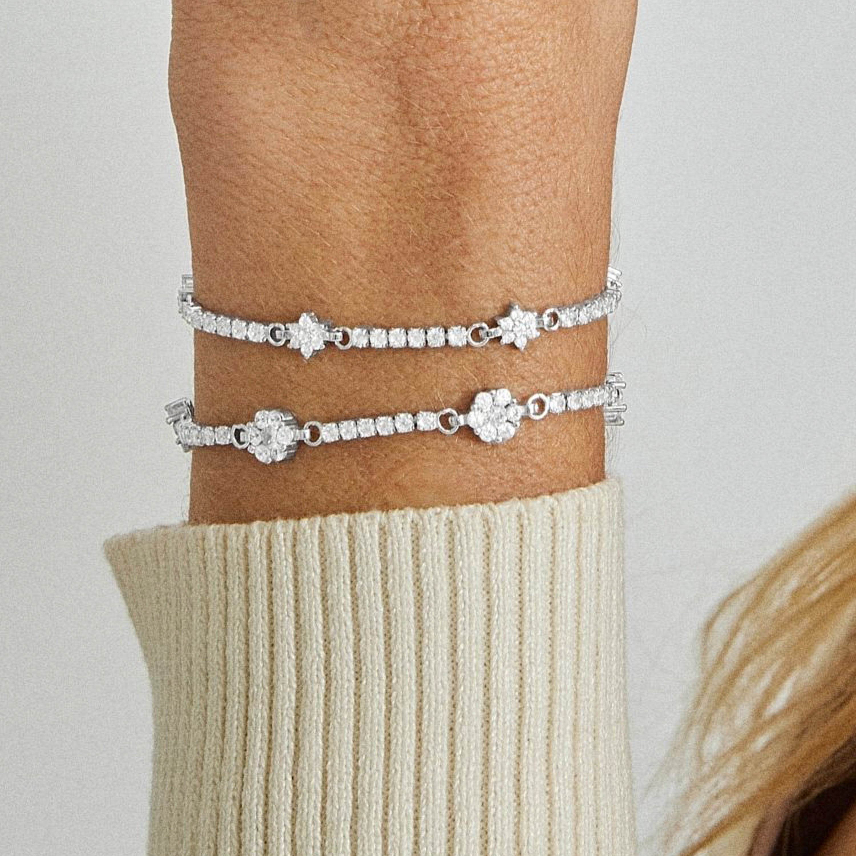 Pulseira de Prata de Lei 925 com Zircónia Brilhante acabada em ródio - Dader